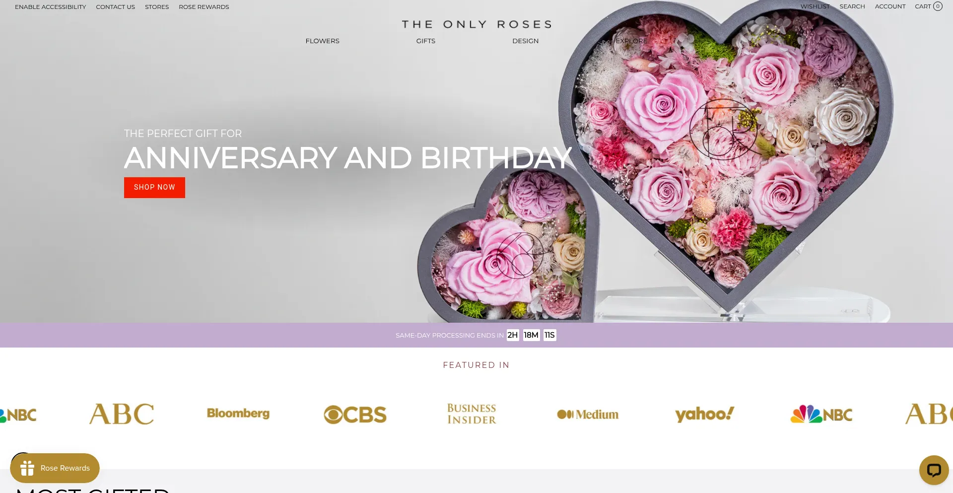 Website screenshot of Theonlyroses.com