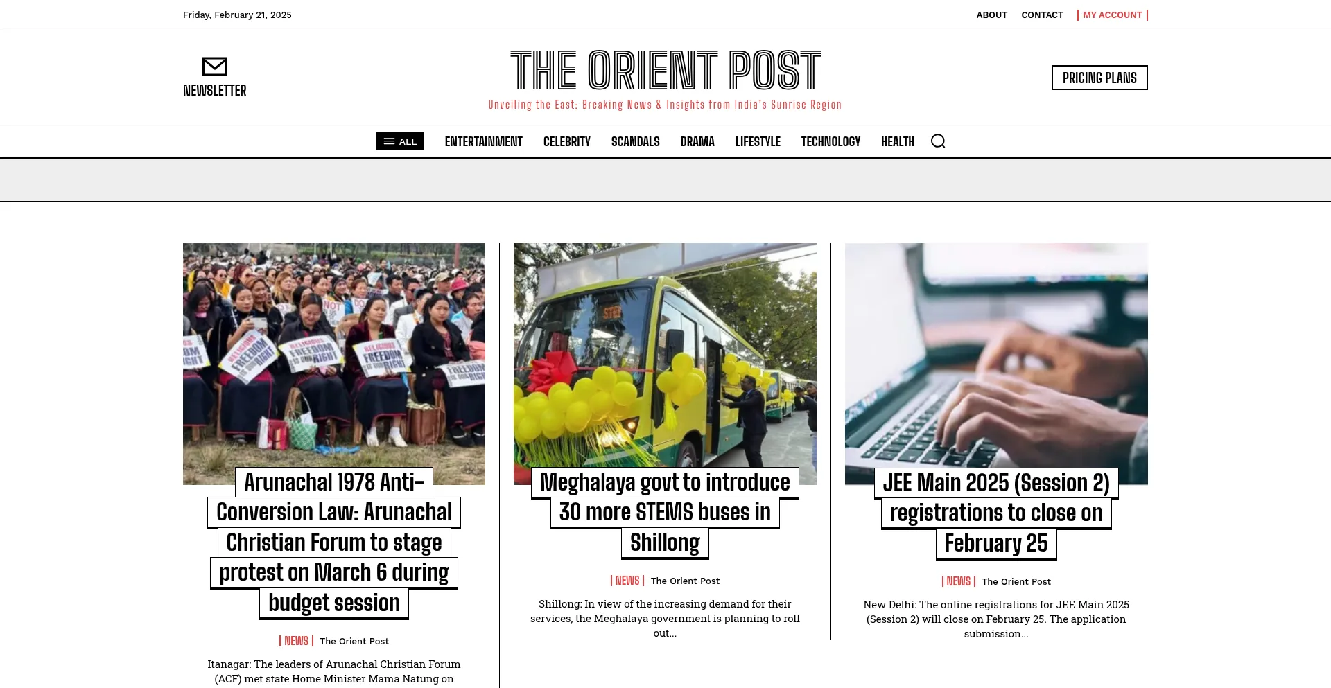 Website screenshot of Theorientpost.com