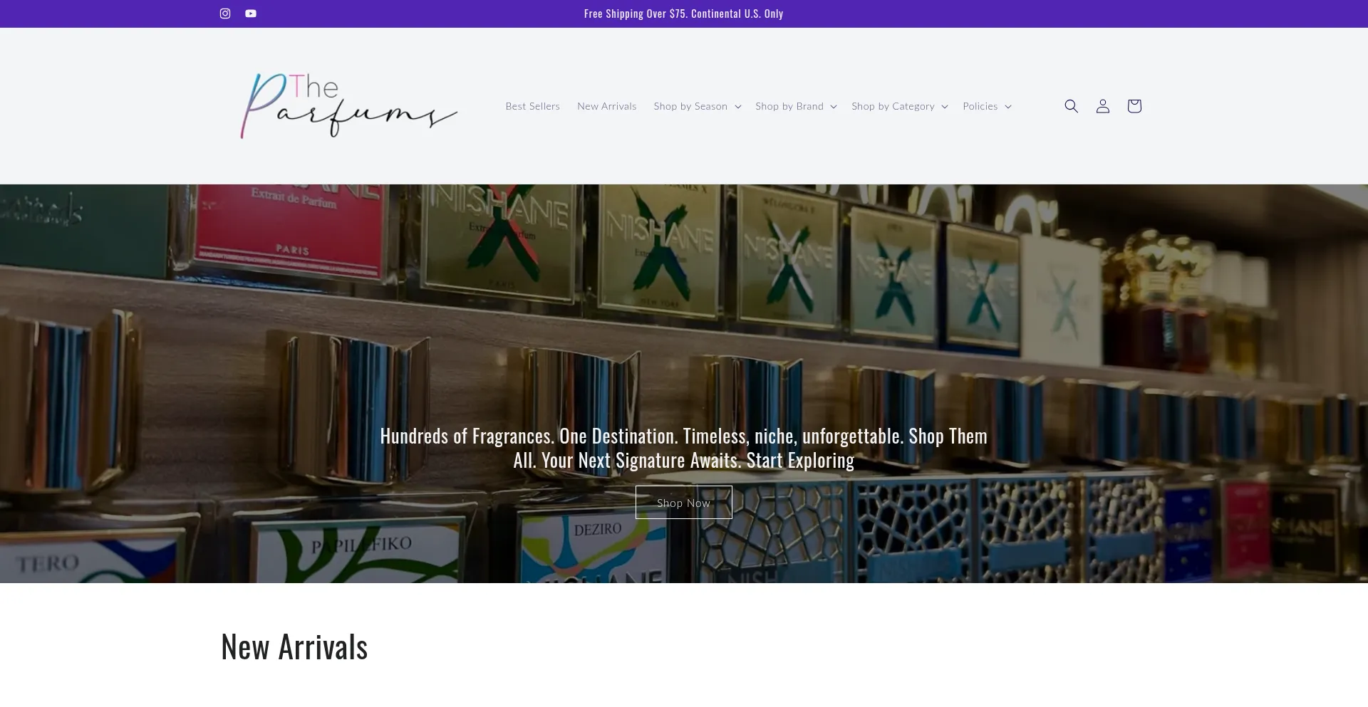 Website screenshot of Theparfums.com