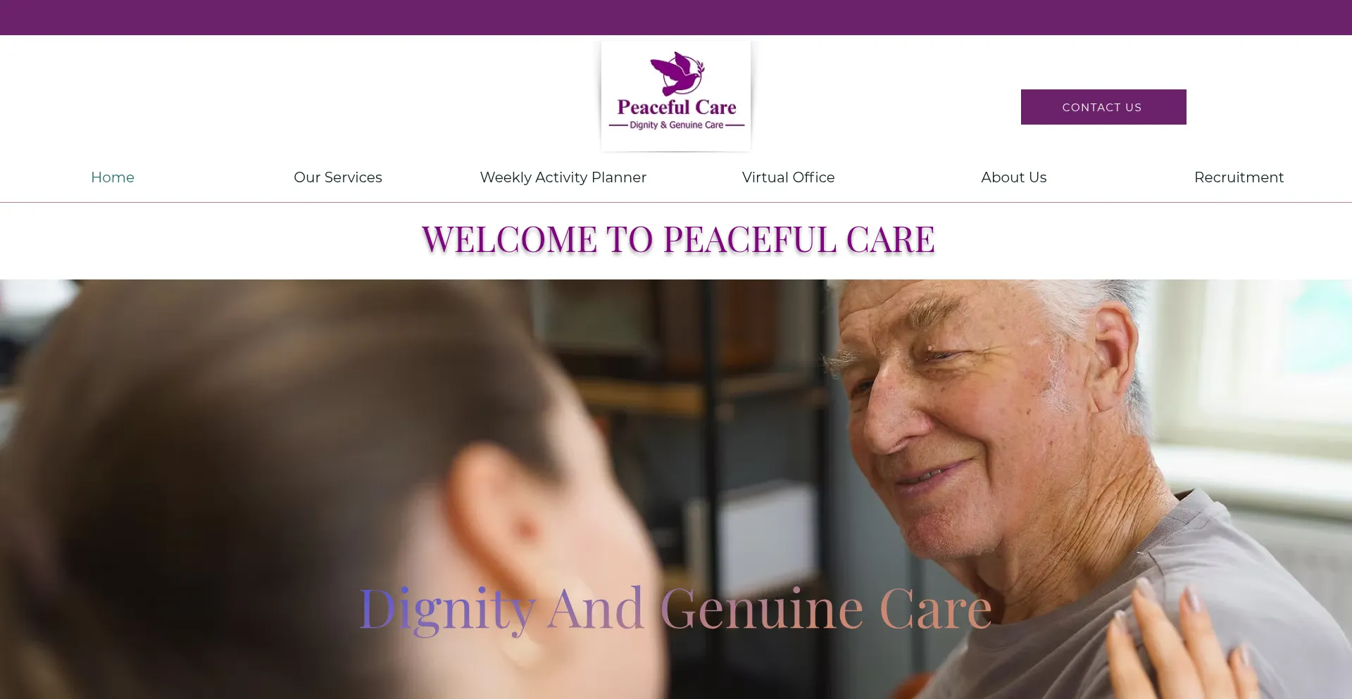 Website screenshot of Thepeacefulcare.com