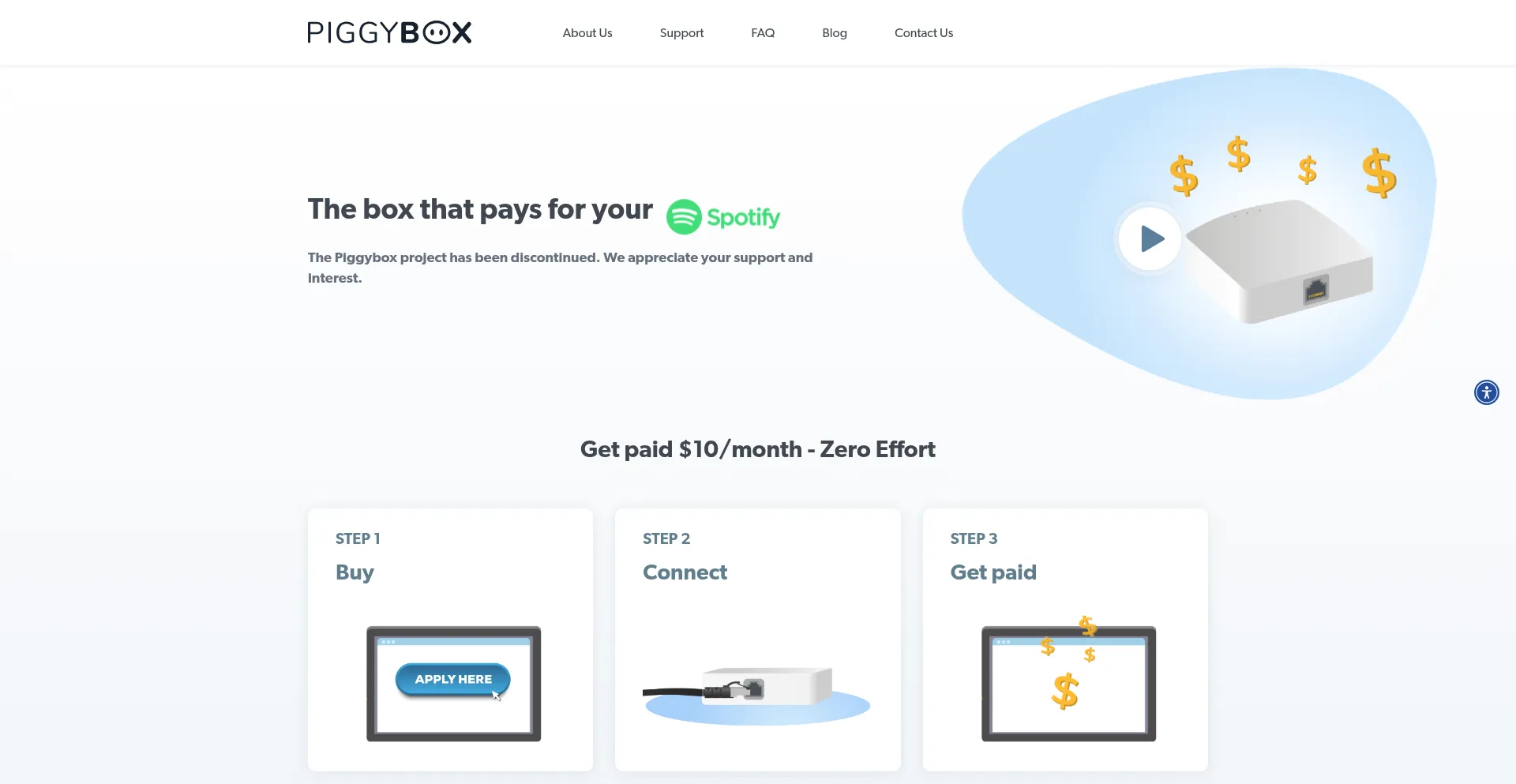 Website screenshot of Thepiggybox.net