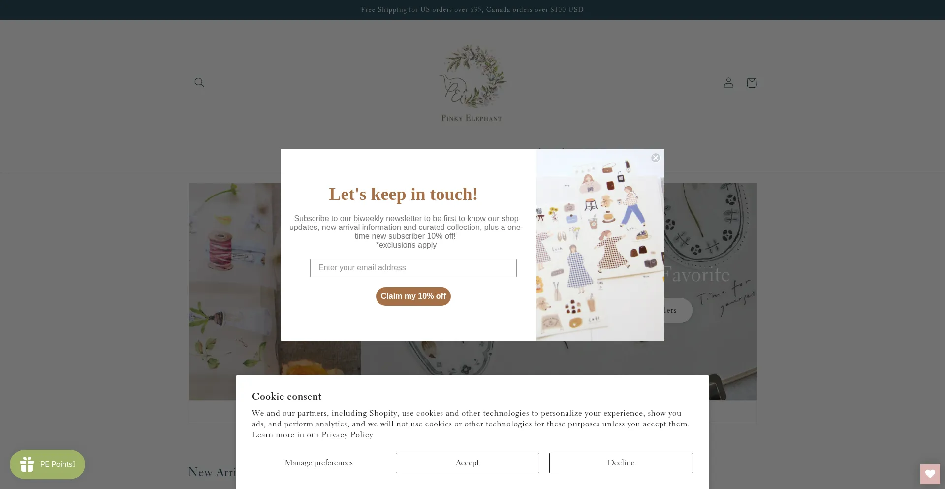 Website screenshot of Thepinkyelephant.com