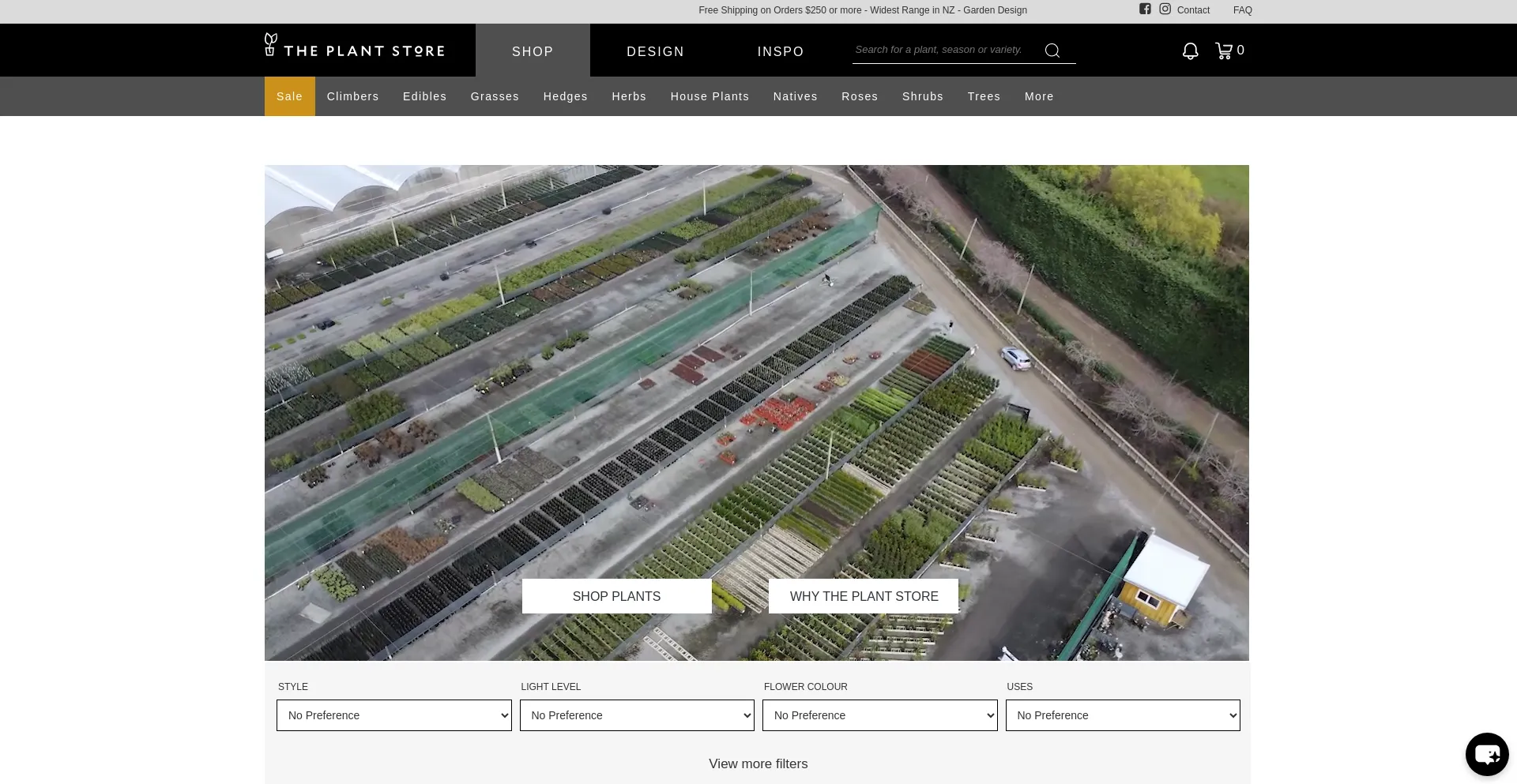 Website screenshot of Theplantstore.co.nz