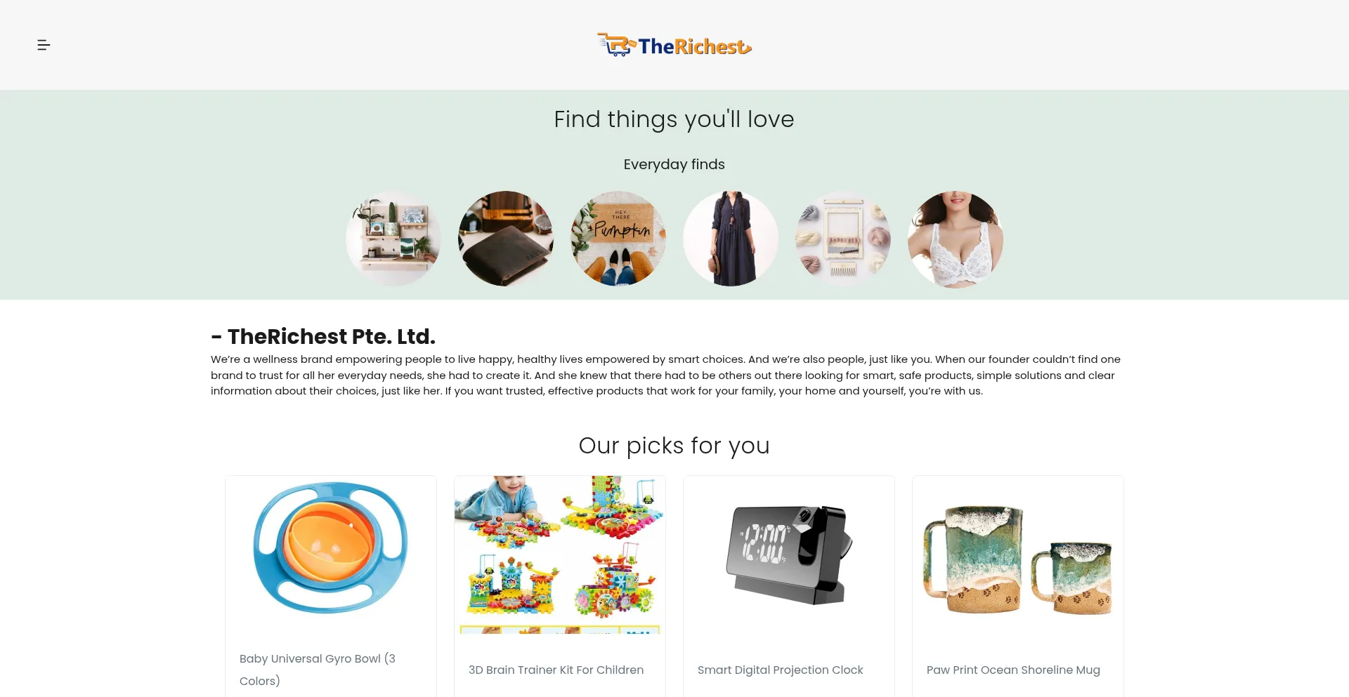 Website screenshot of Therichestshop.com