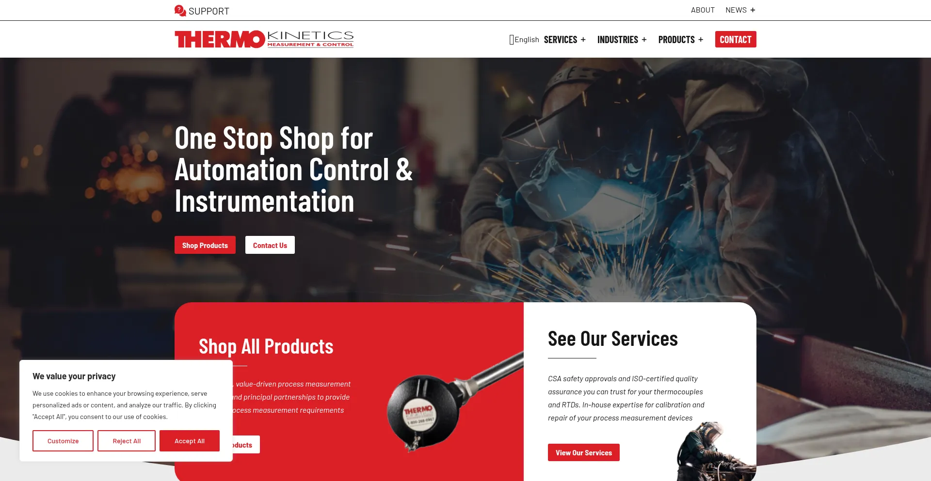 Website screenshot of Thermo-kinetics.com