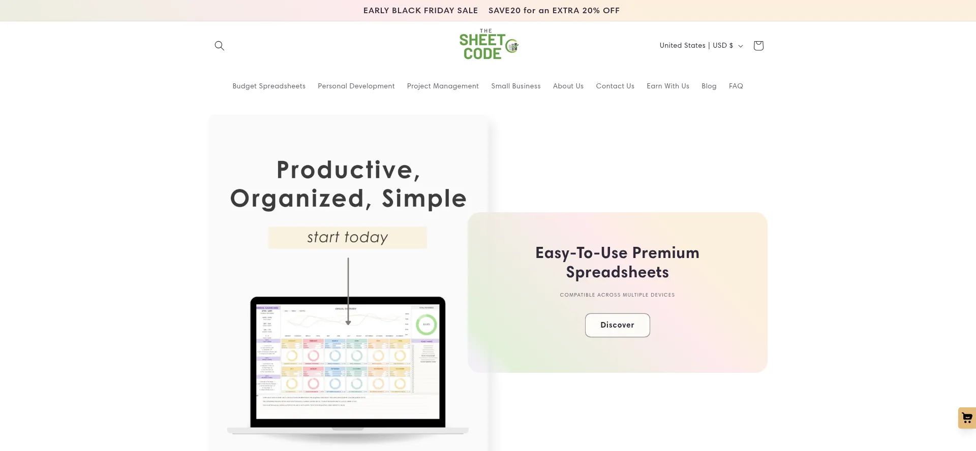 Website screenshot of Thesheetcode.com