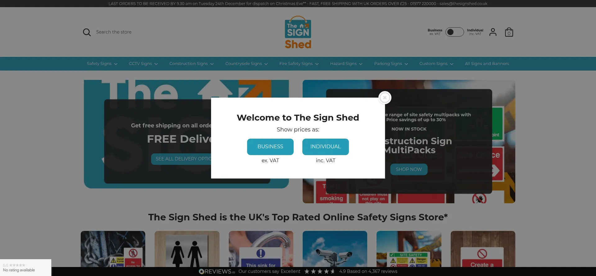 Website screenshot of Thesignshed.co.uk