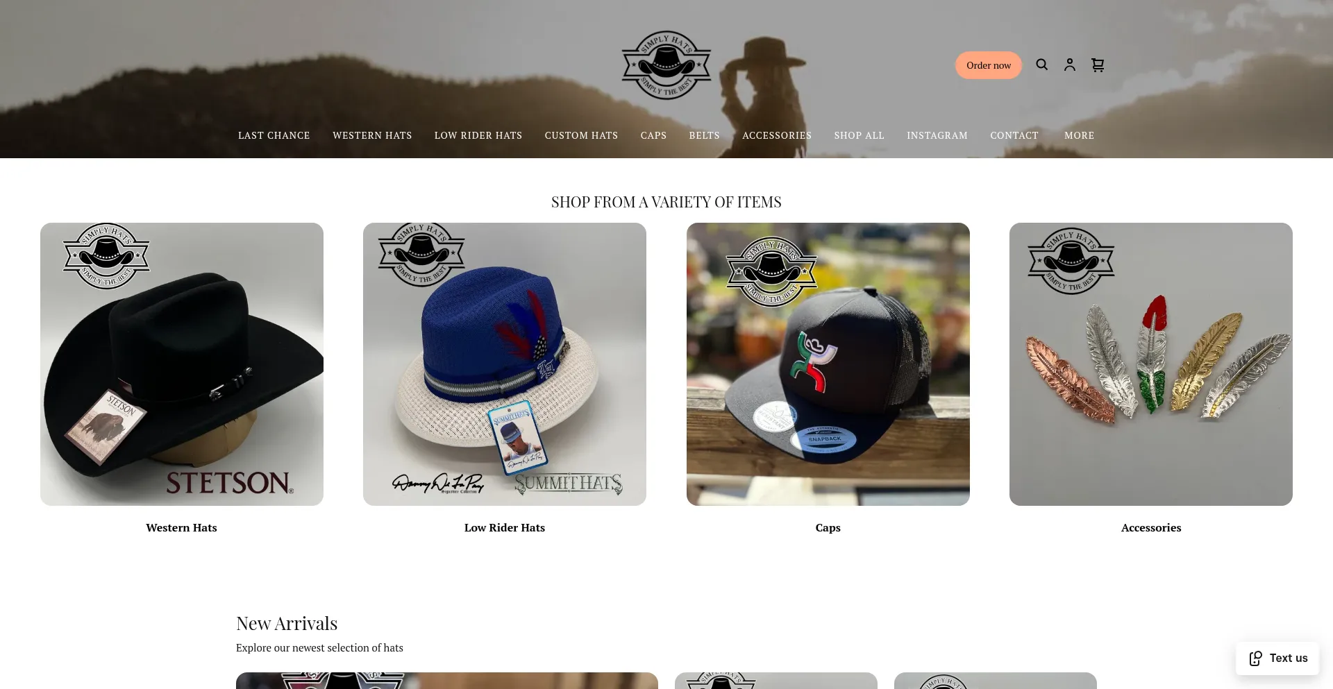 Website screenshot of Thesimplyhats.com