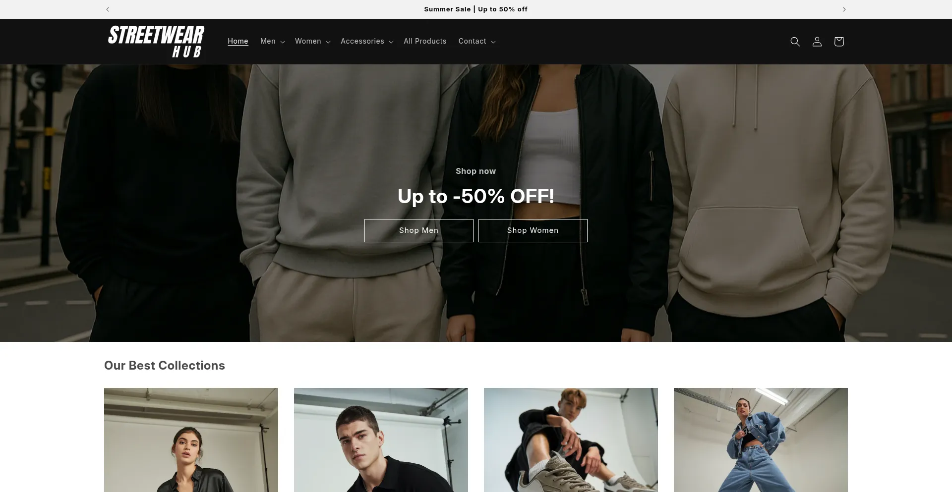 Website screenshot of Thestreetwearhub.com