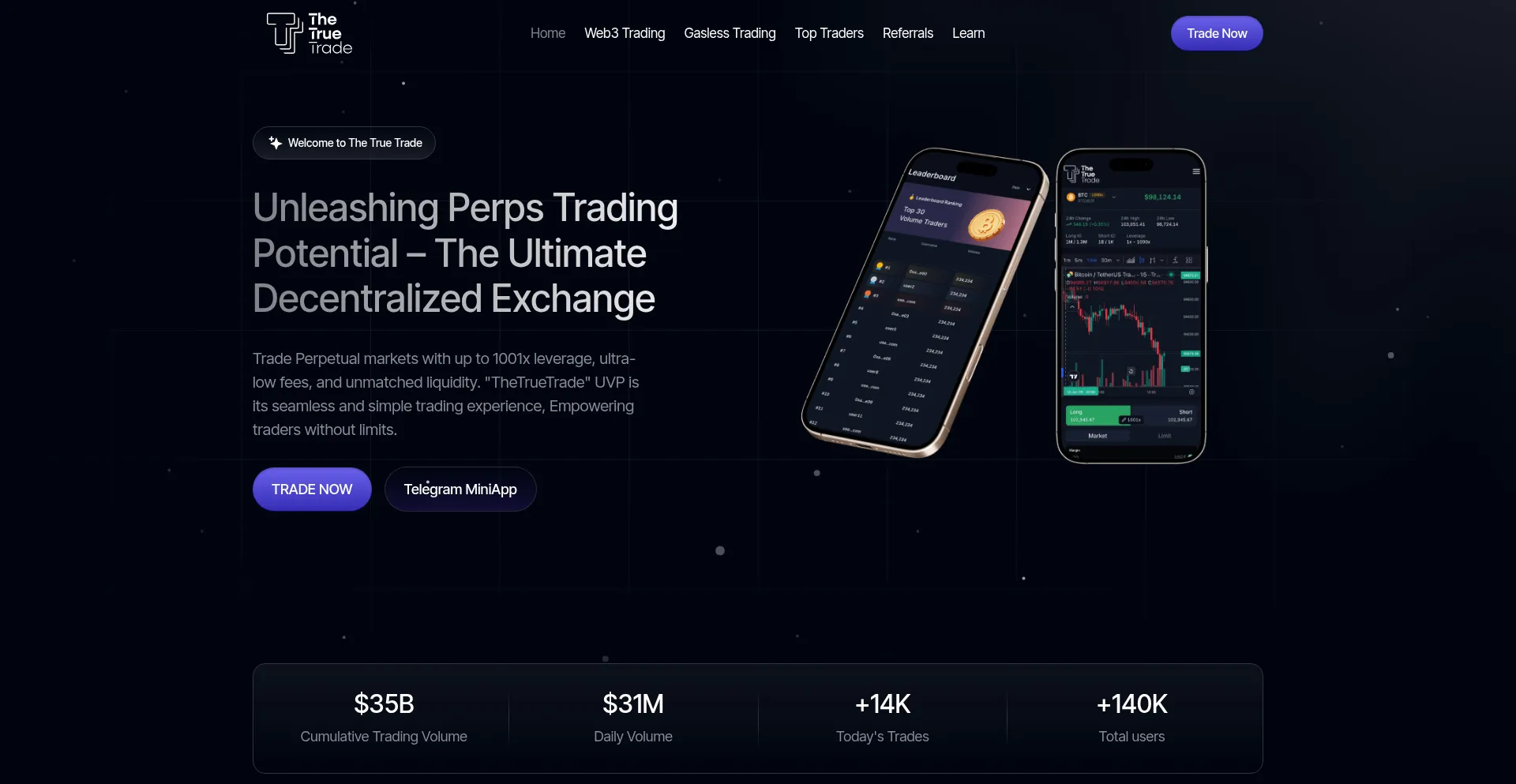 Website screenshot of Thetruetrade.io
