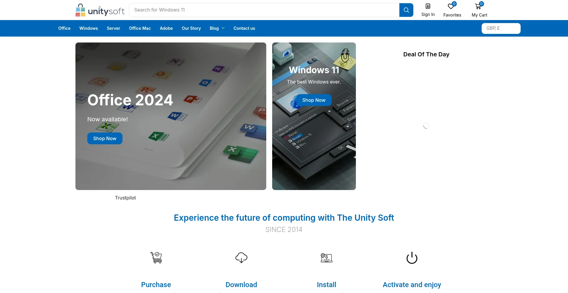 Website screenshot of Theunitysoft.co.uk
