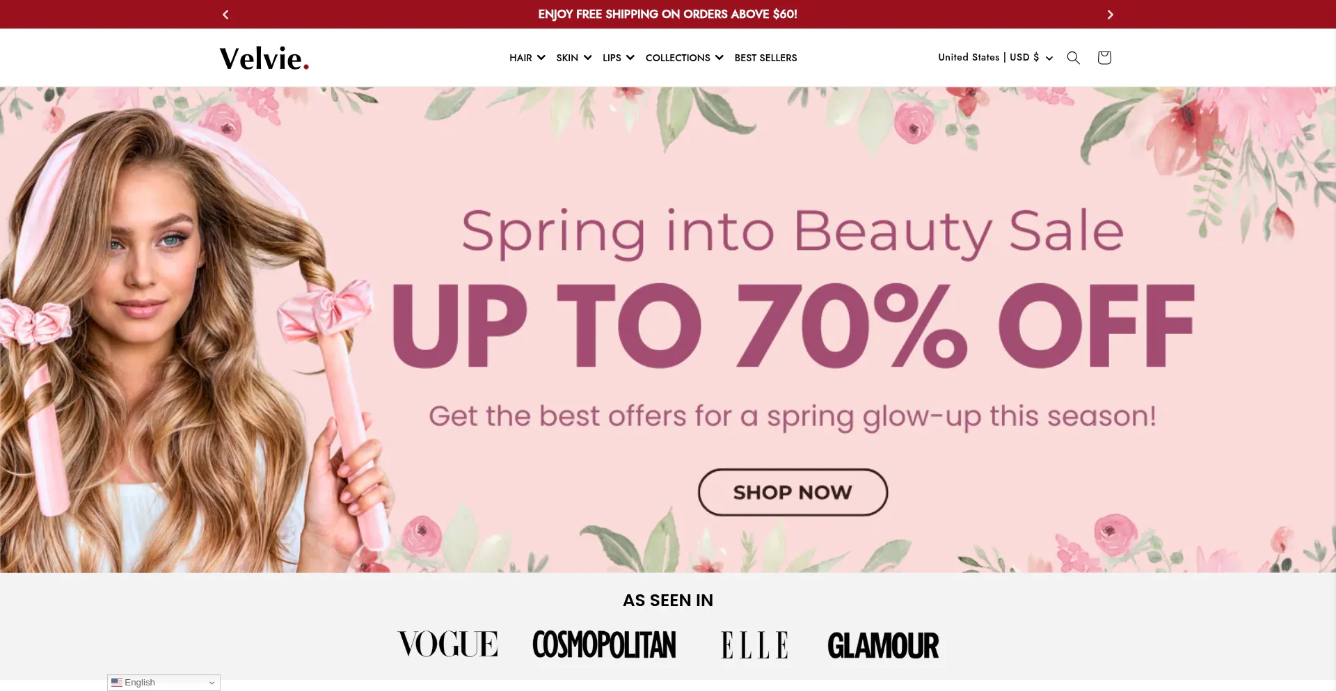 Website screenshot of Thevelvie.com
