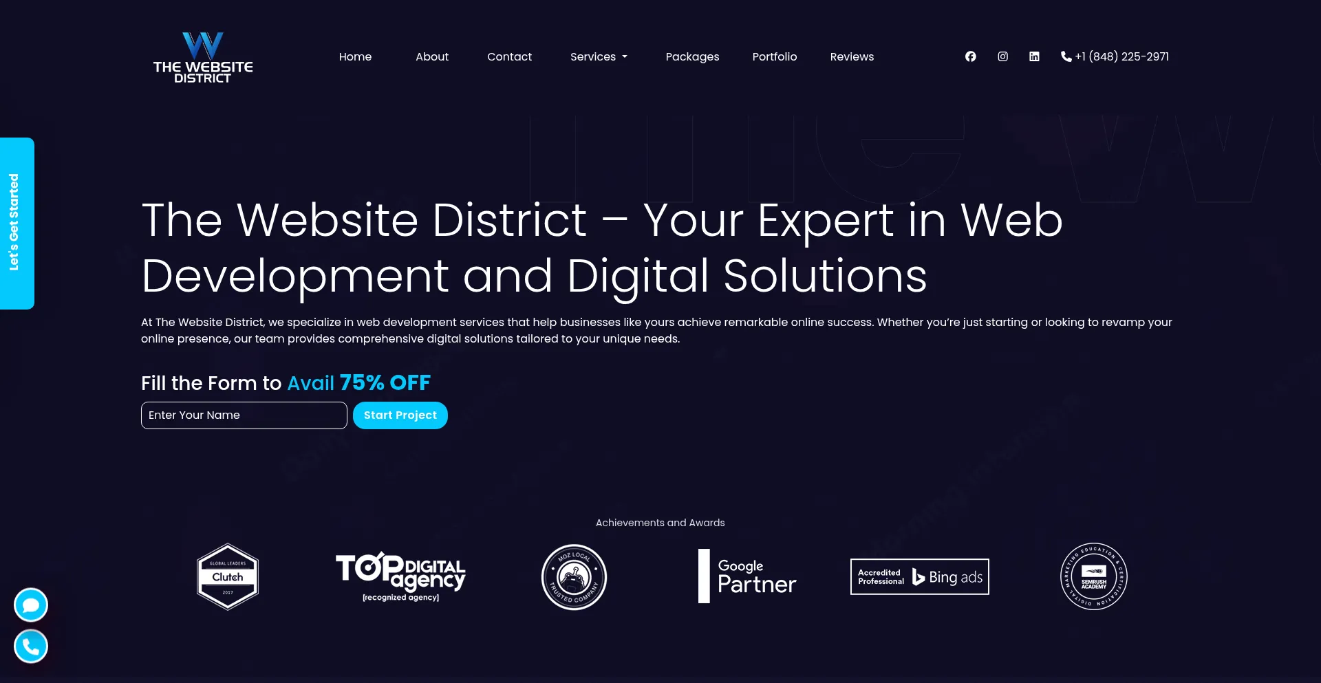 Website screenshot of Thewebsitedistrict.com
