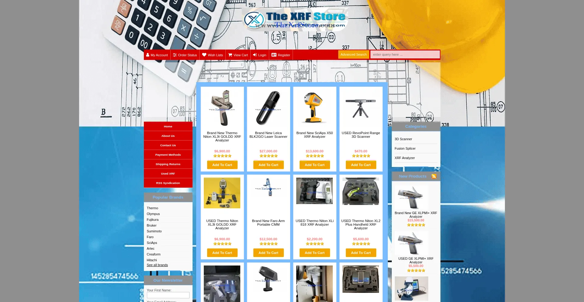 Website screenshot of Thexrfstore.com