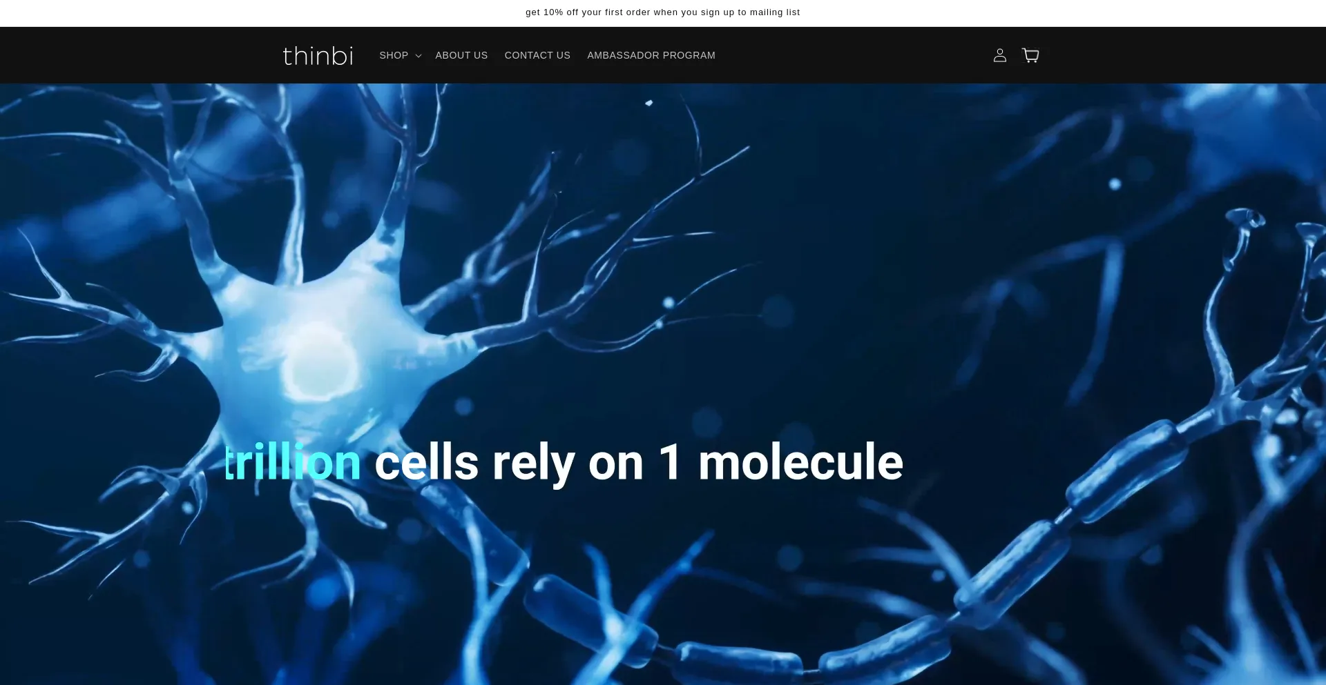 Website screenshot of Thinbi.com