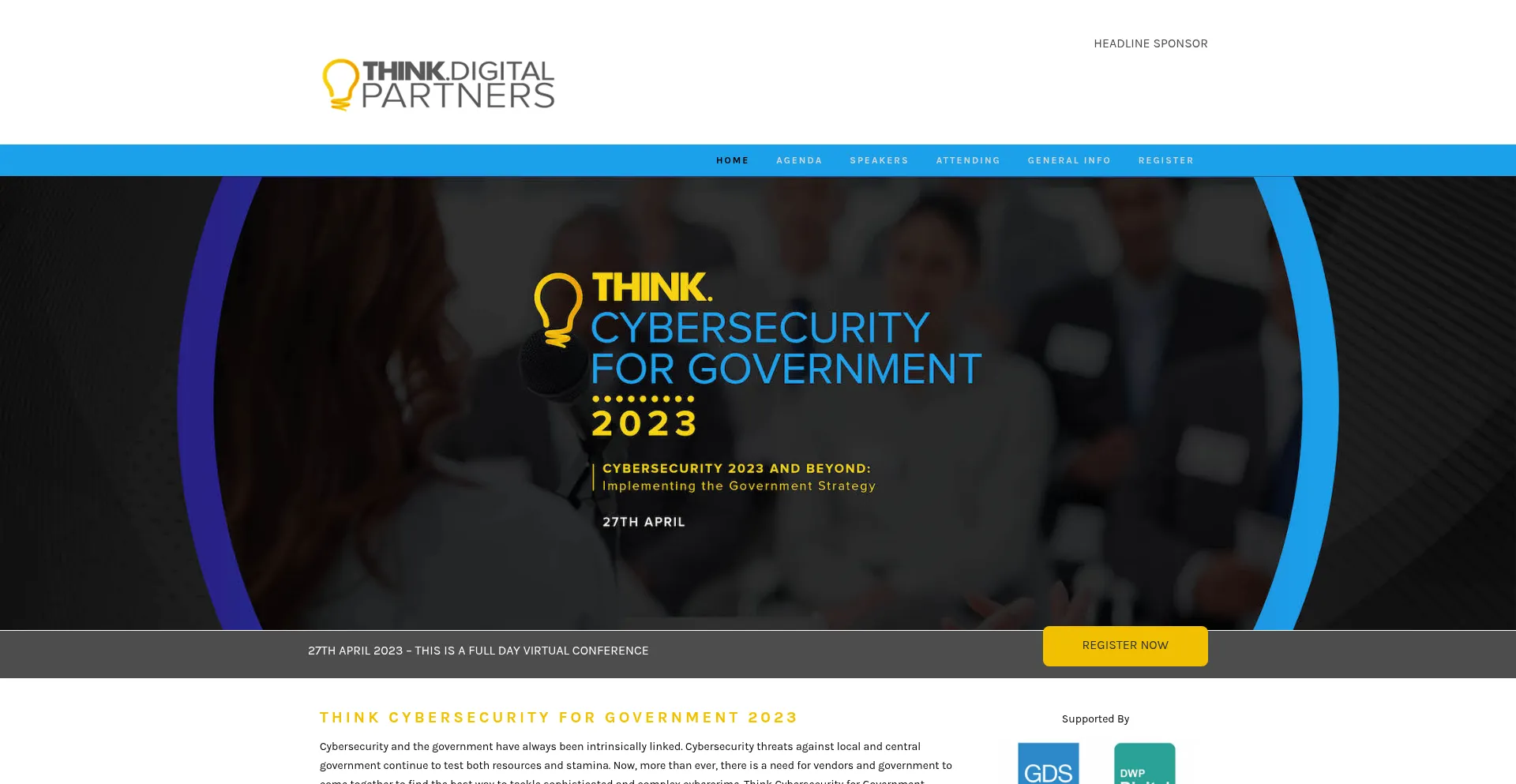 Website screenshot of Thinkcybersecurityforgovernment.com