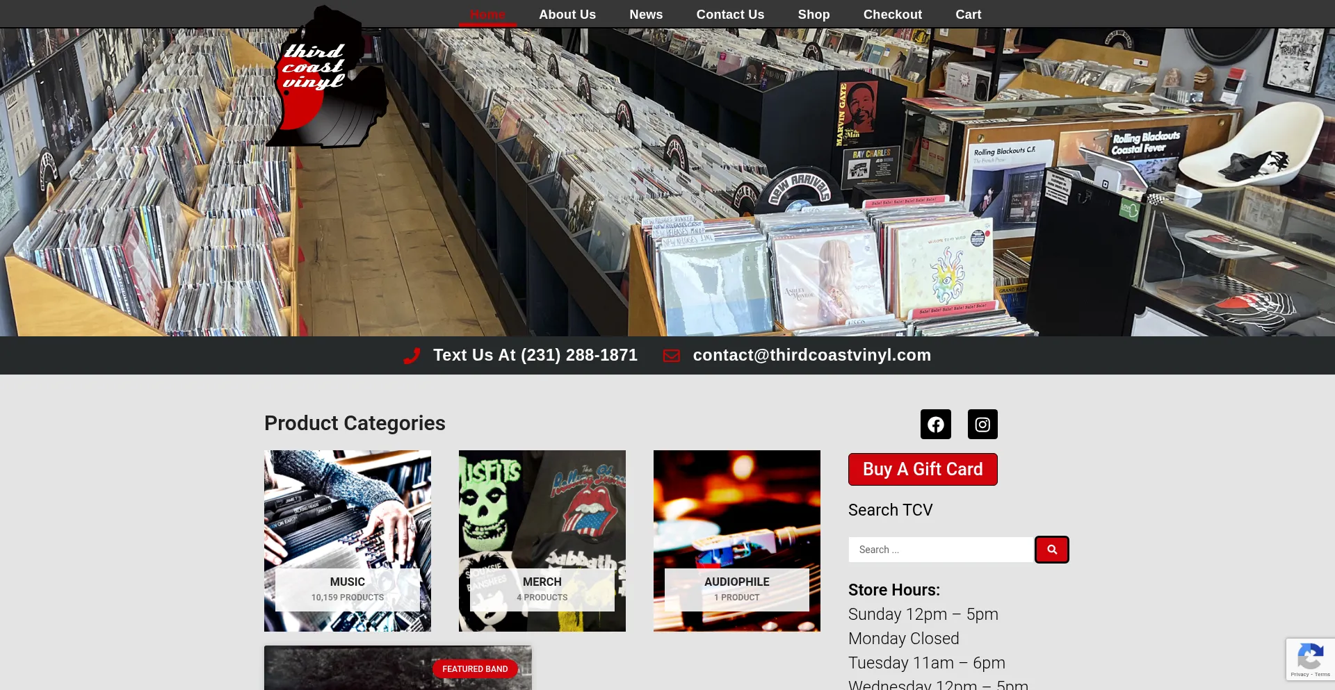 Website screenshot of Thirdcoastvinyl.com