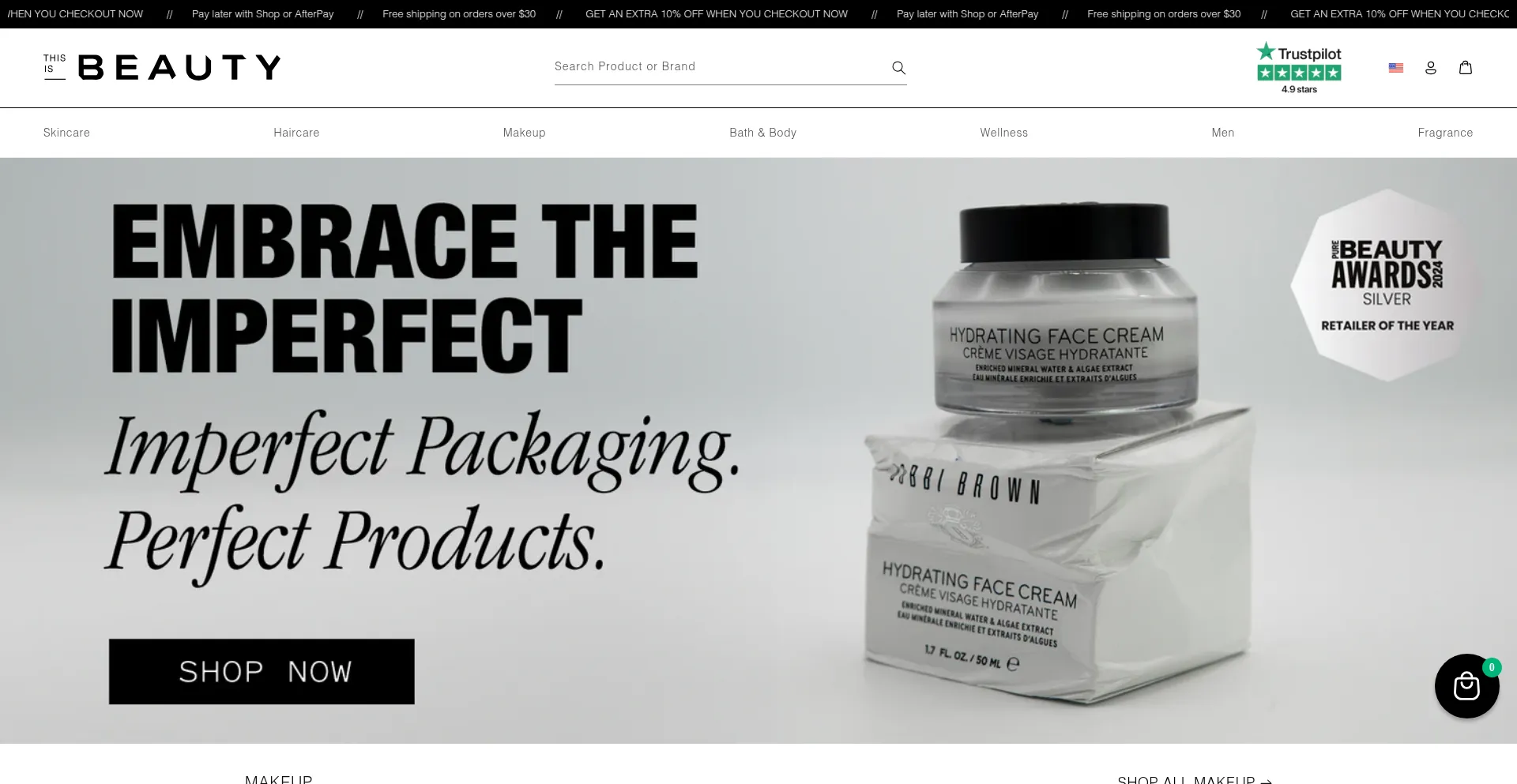 Website screenshot of Thisisbeauty.us