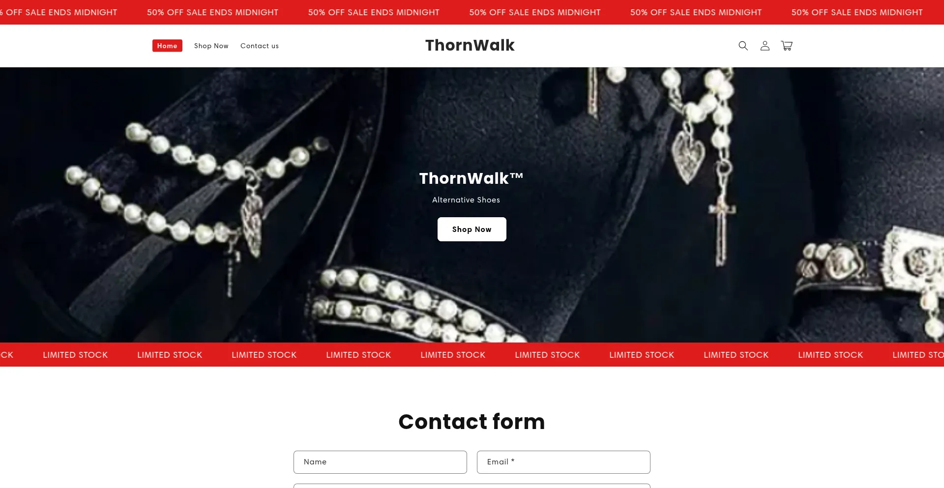 Website screenshot of Thornwalk.store