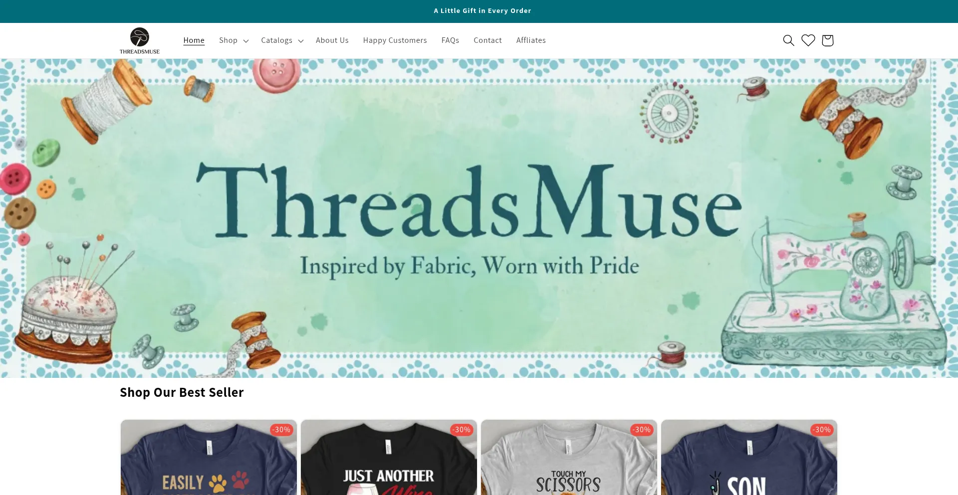 Website screenshot of Threadsmuse.com