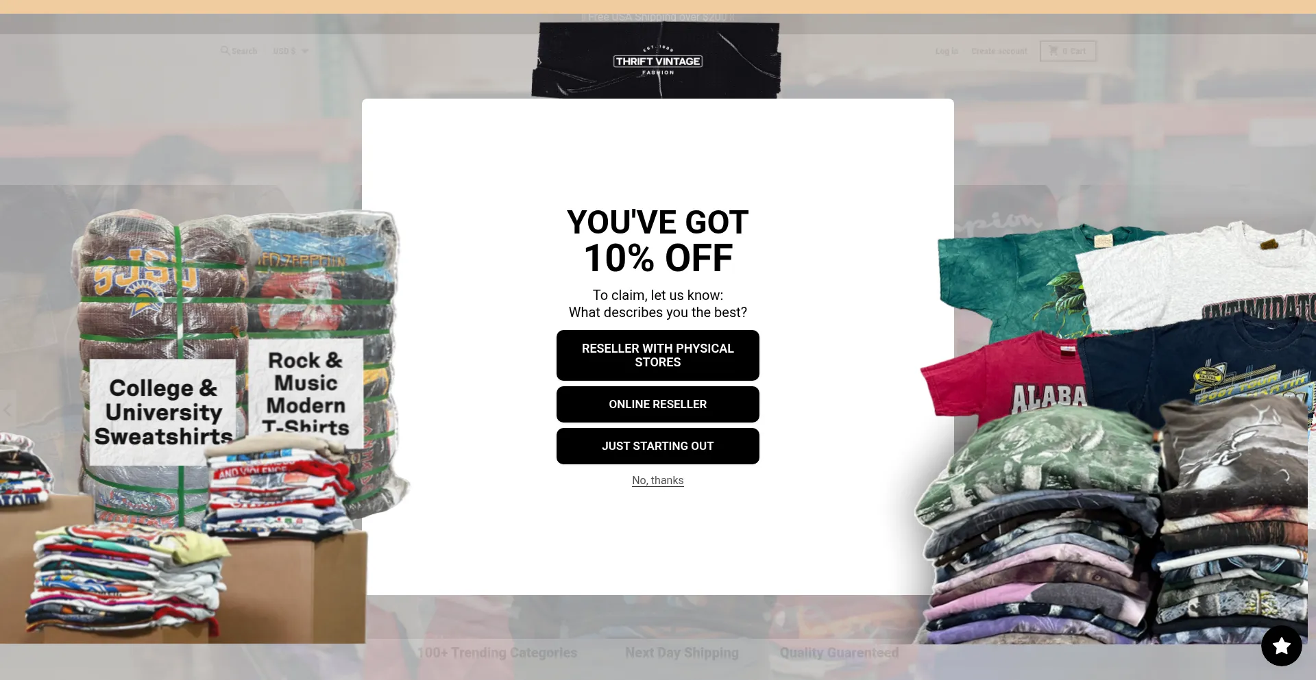 Website screenshot of Thriftvintagefashion.com