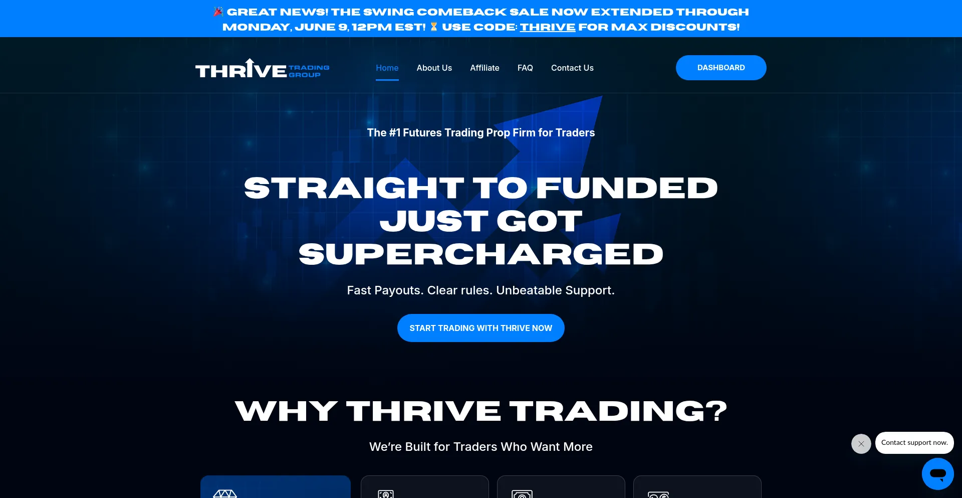 Website screenshot of Thrivetrading.com