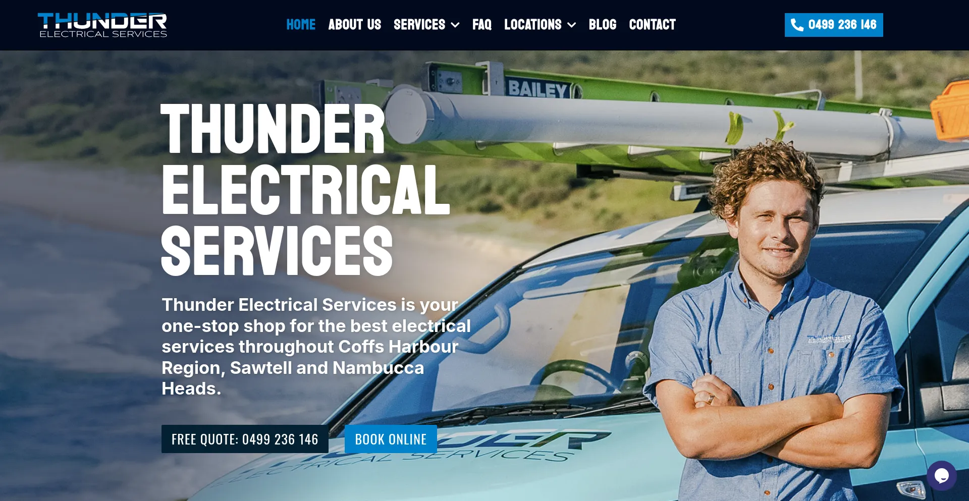 Website screenshot of Thunderelectricalservices.com.au