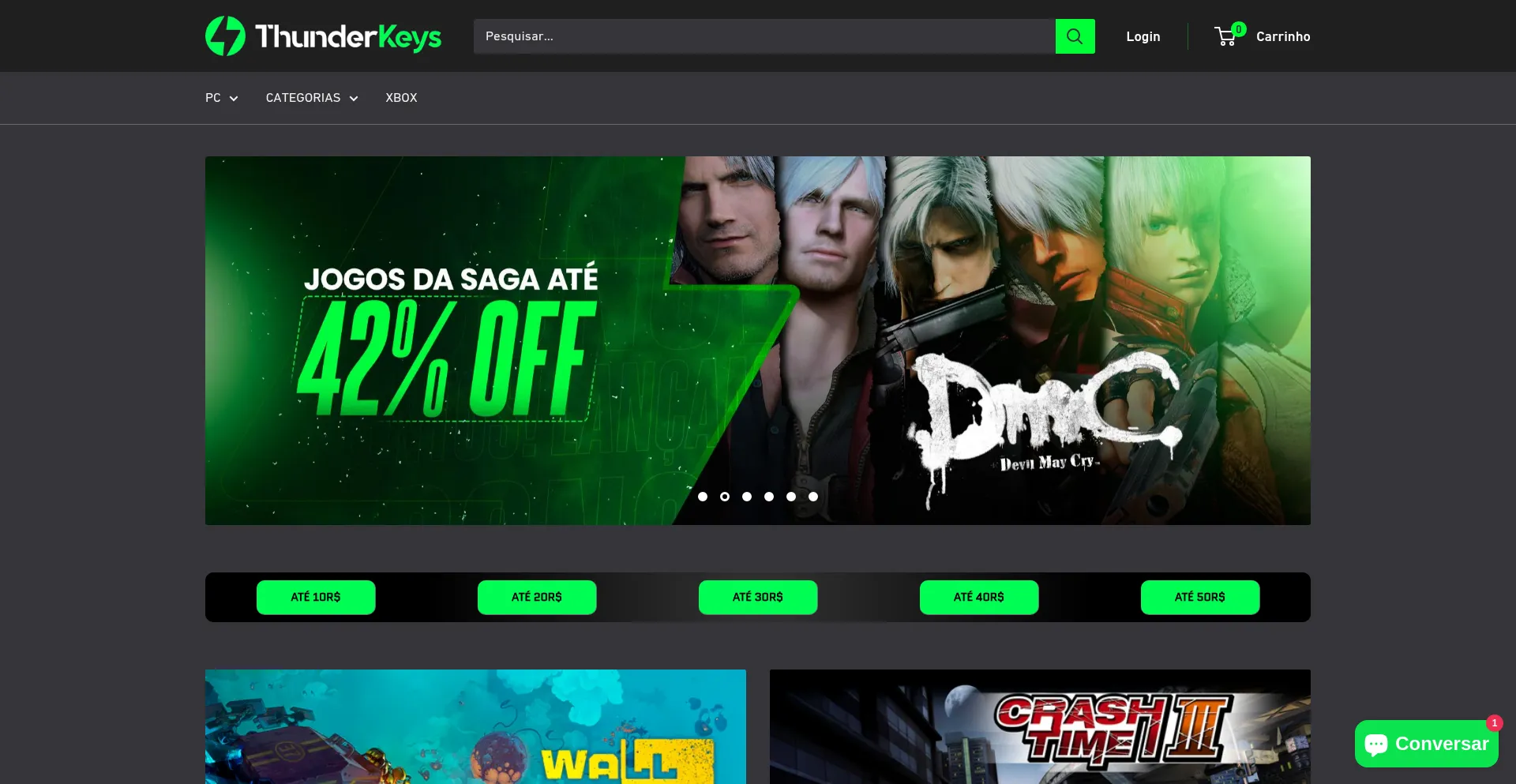 Website screenshot of Thunderkeys.com