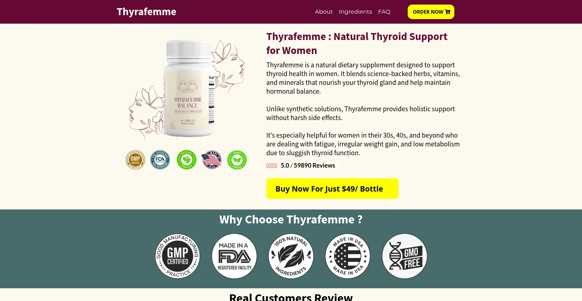 Website screenshot of Thyrafemme-shop.com