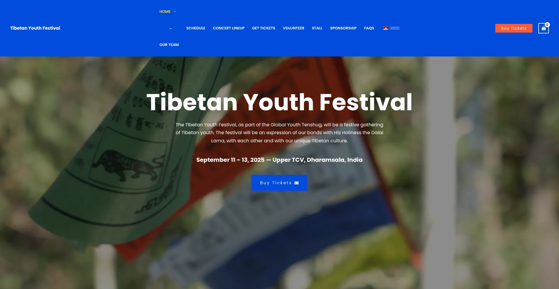 Website screenshot of Tibetanyouthfestival.com