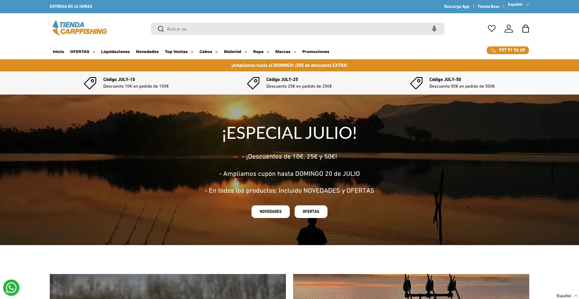 Website screenshot of Tiendacarpfishing.es