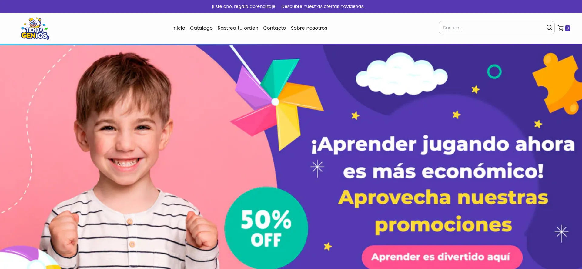 Website screenshot of Tiendagenios.com