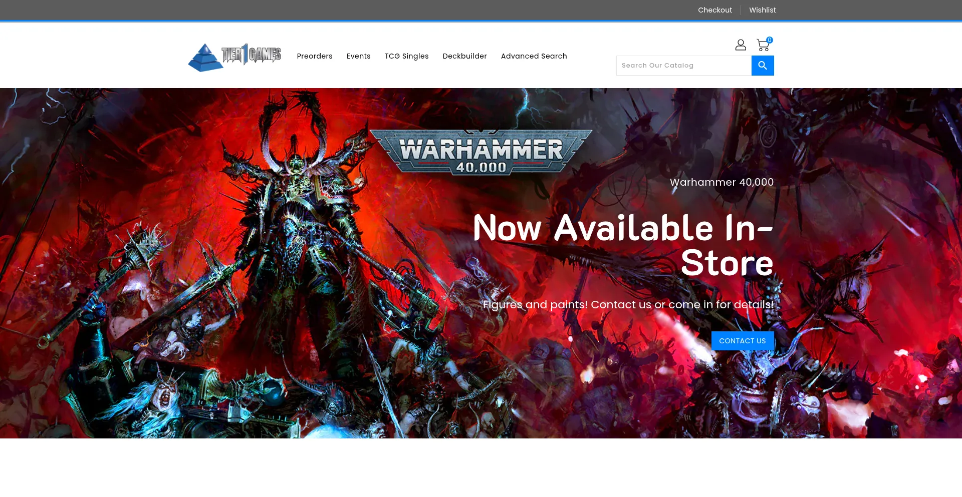 Website screenshot of Tier1games.com