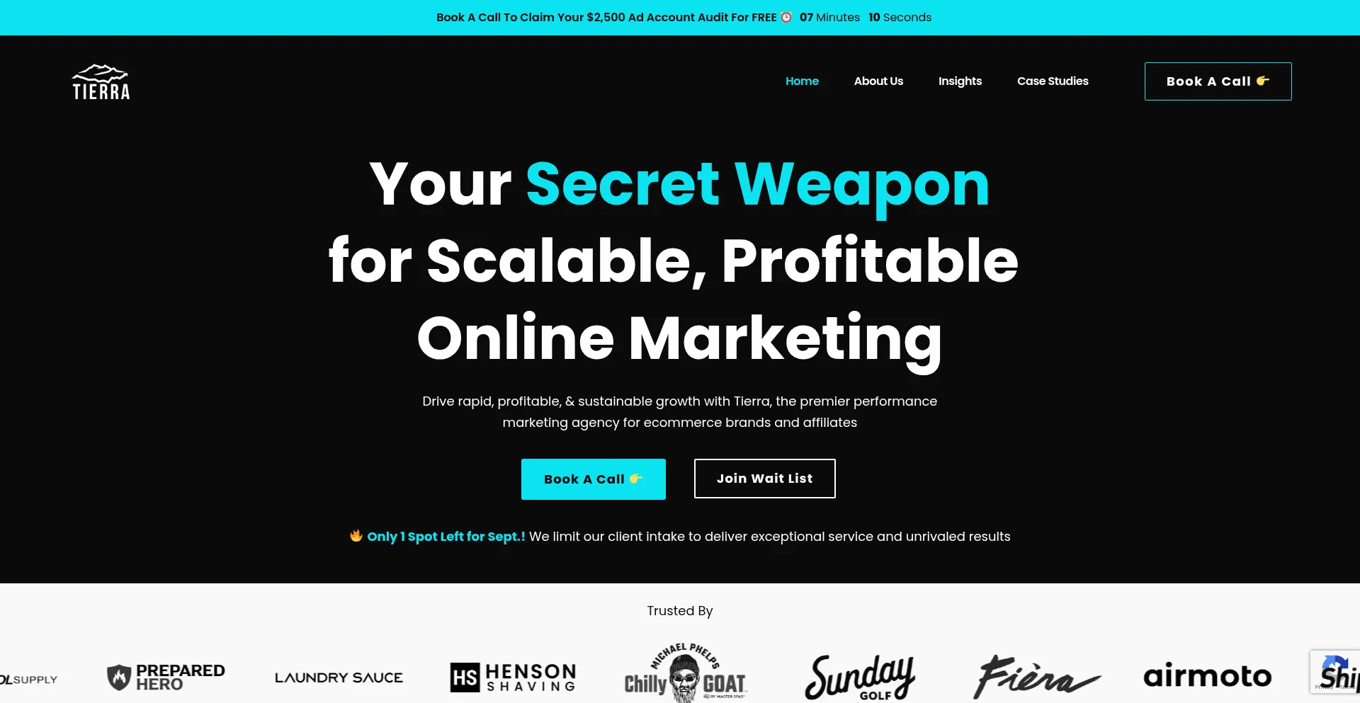 Website screenshot of Tierraagency.com