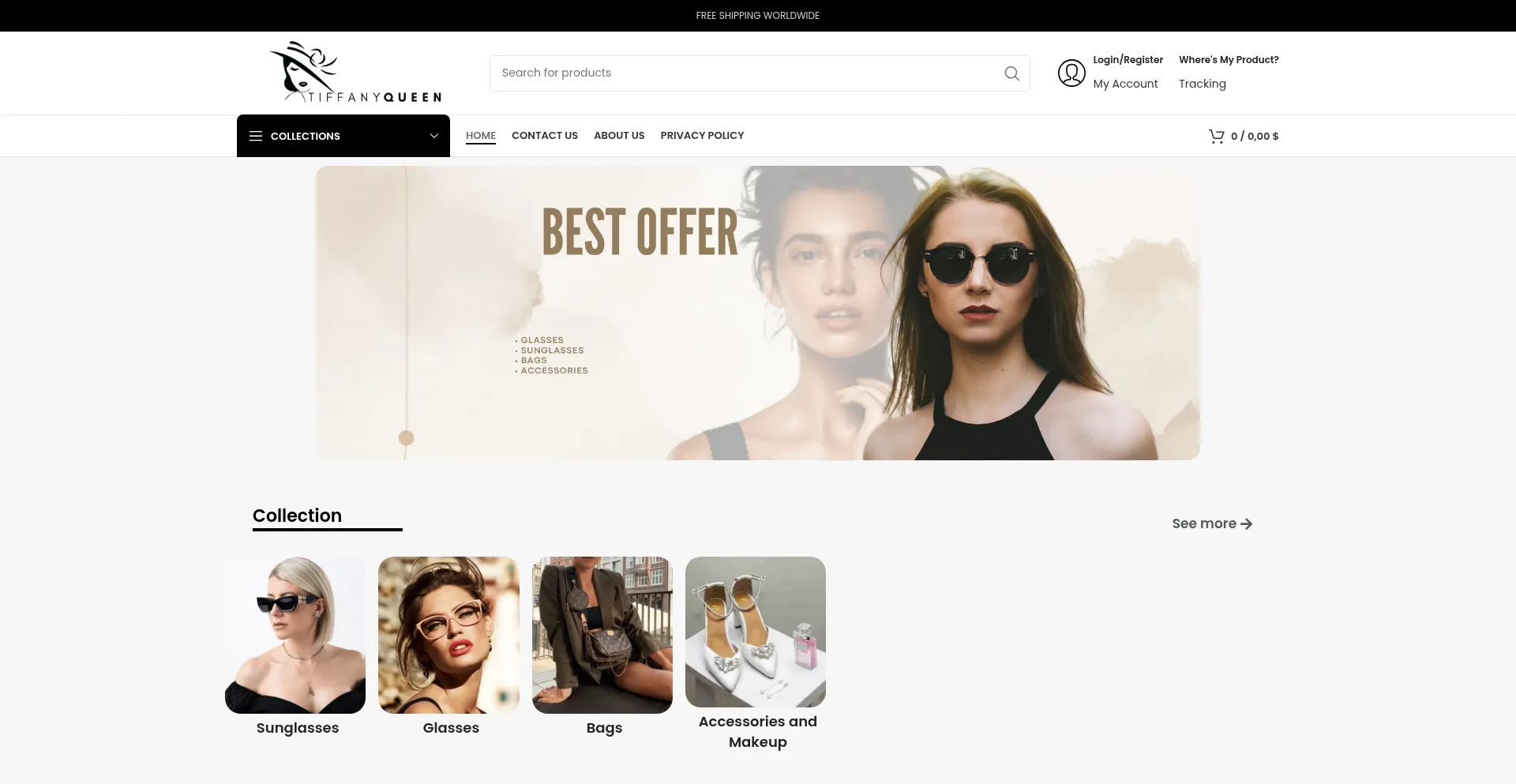 Website screenshot of Tiffanyqueen.store