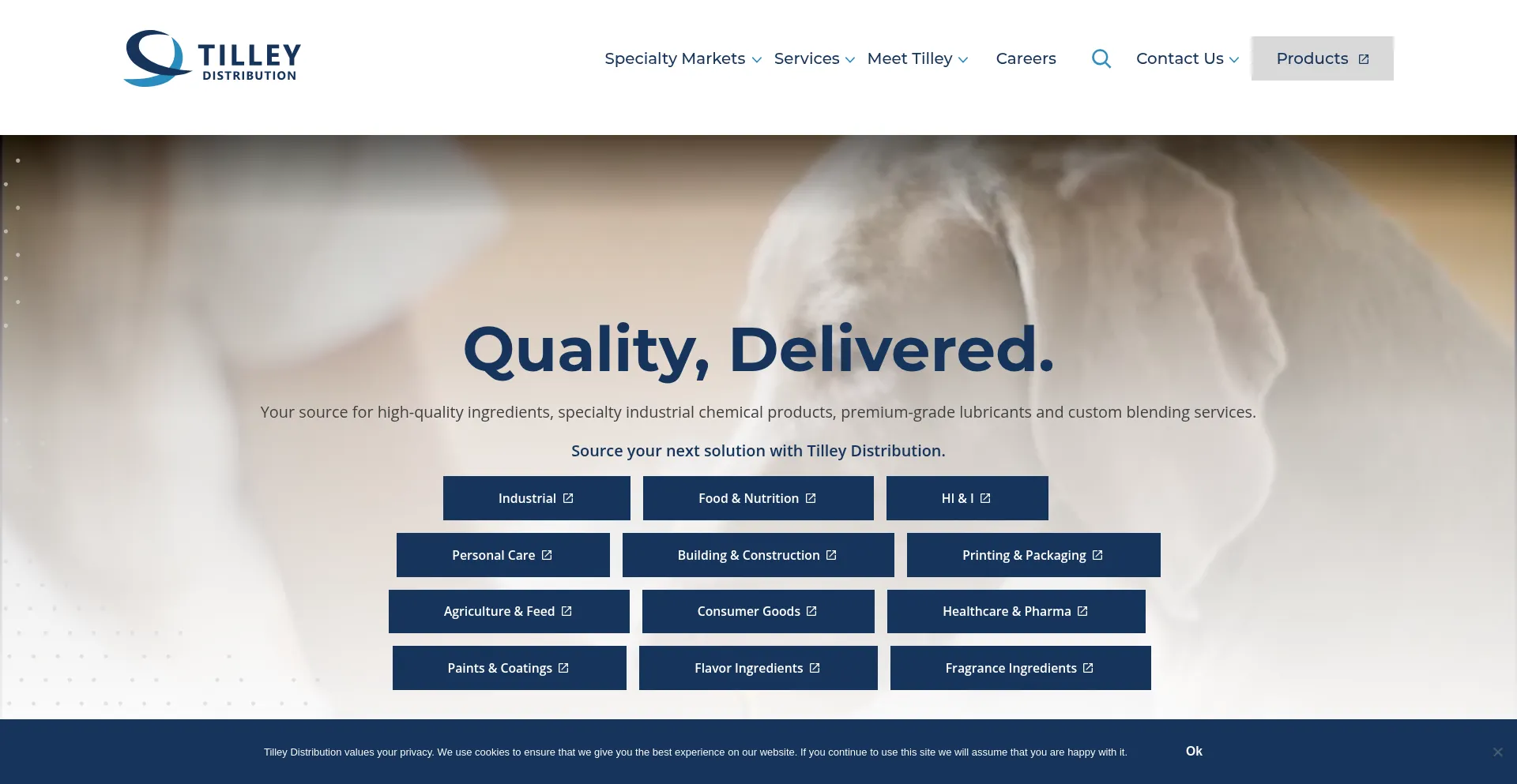 Website screenshot of Tilleydistribution.com