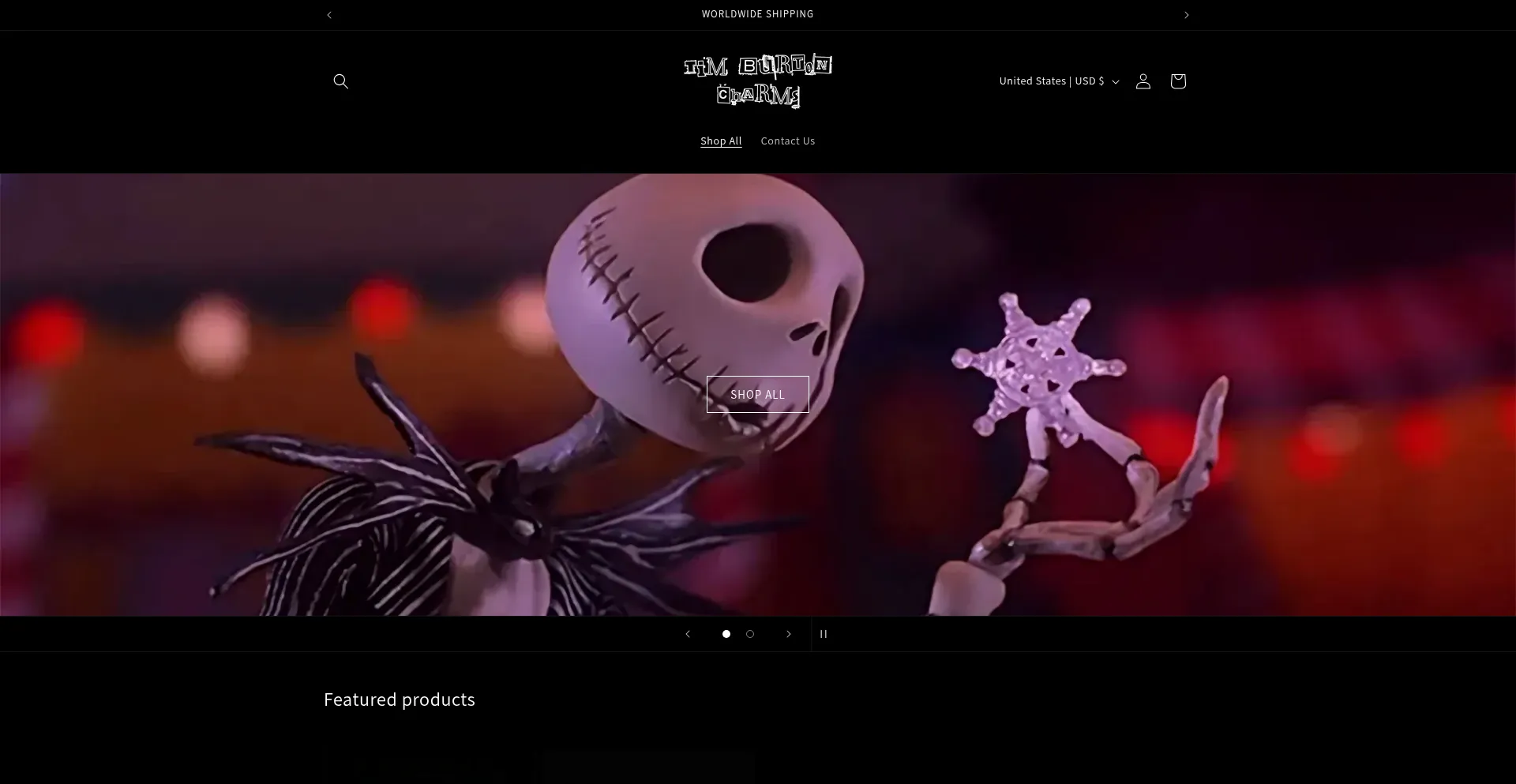Website screenshot of Timburtonjewerly.com