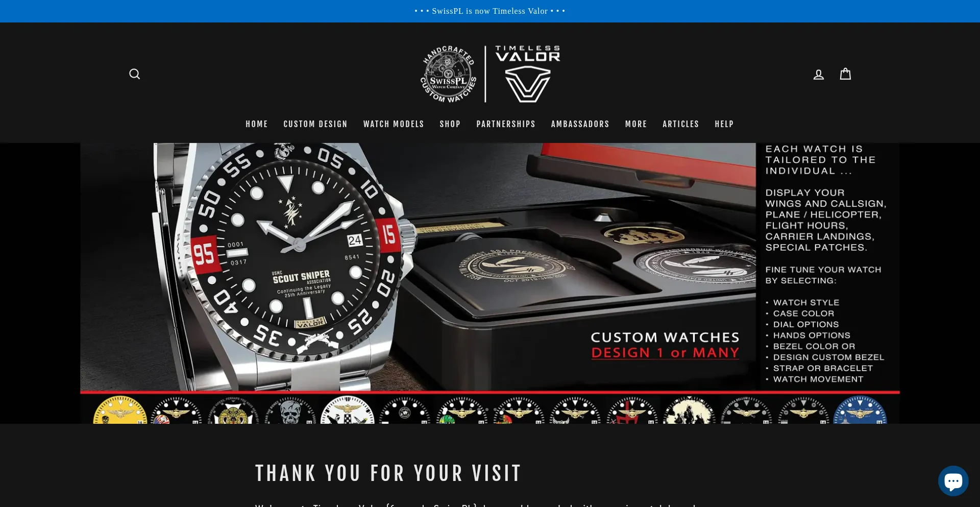 Website screenshot of Timelessvalor.com