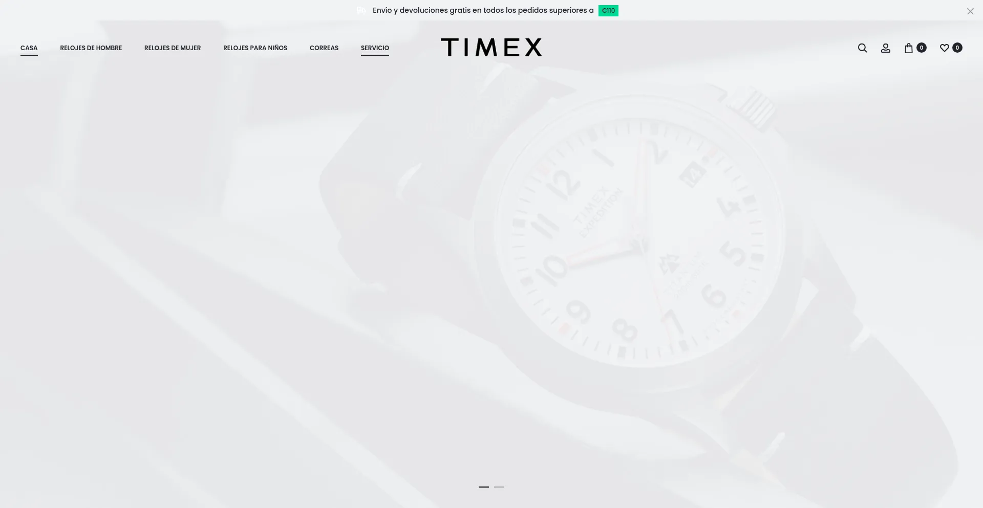 Website screenshot of Timexmx.com.mx