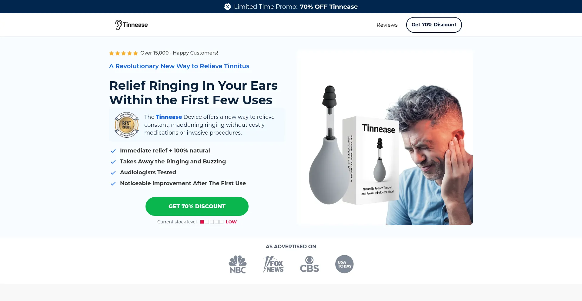 Website screenshot of Tinnease.com