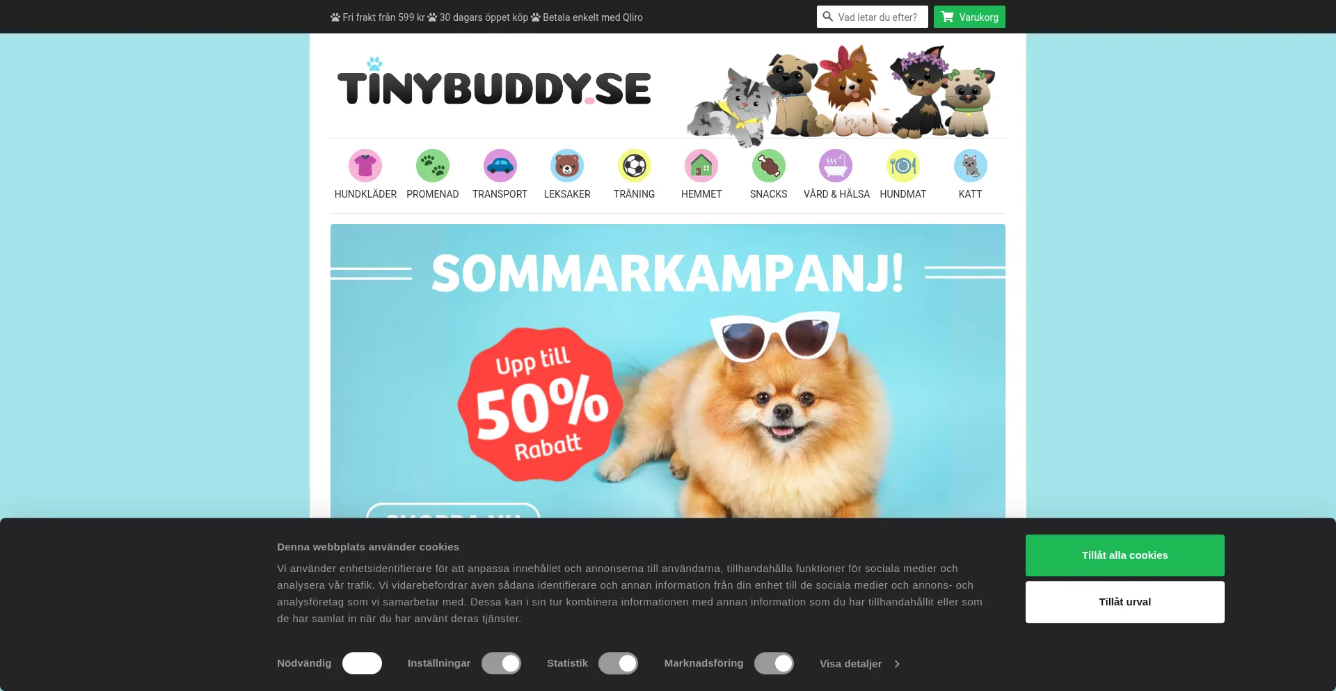 Website screenshot of Tinybuddy.se