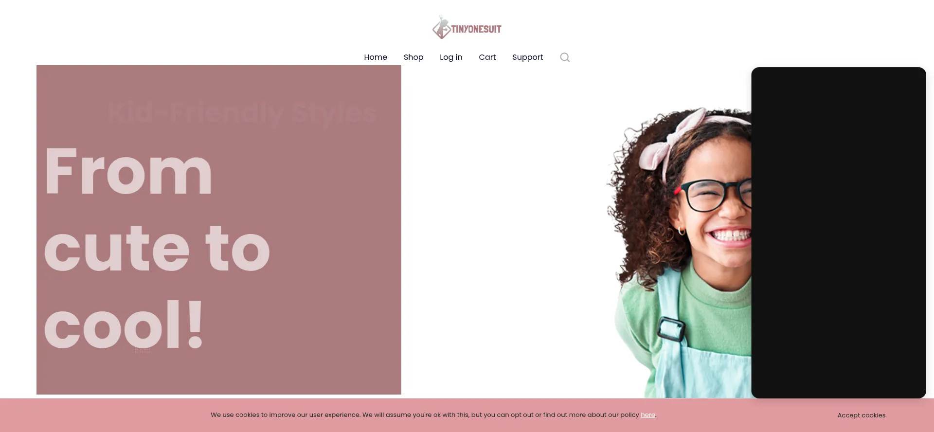 Website screenshot of Tinyonesuit.com