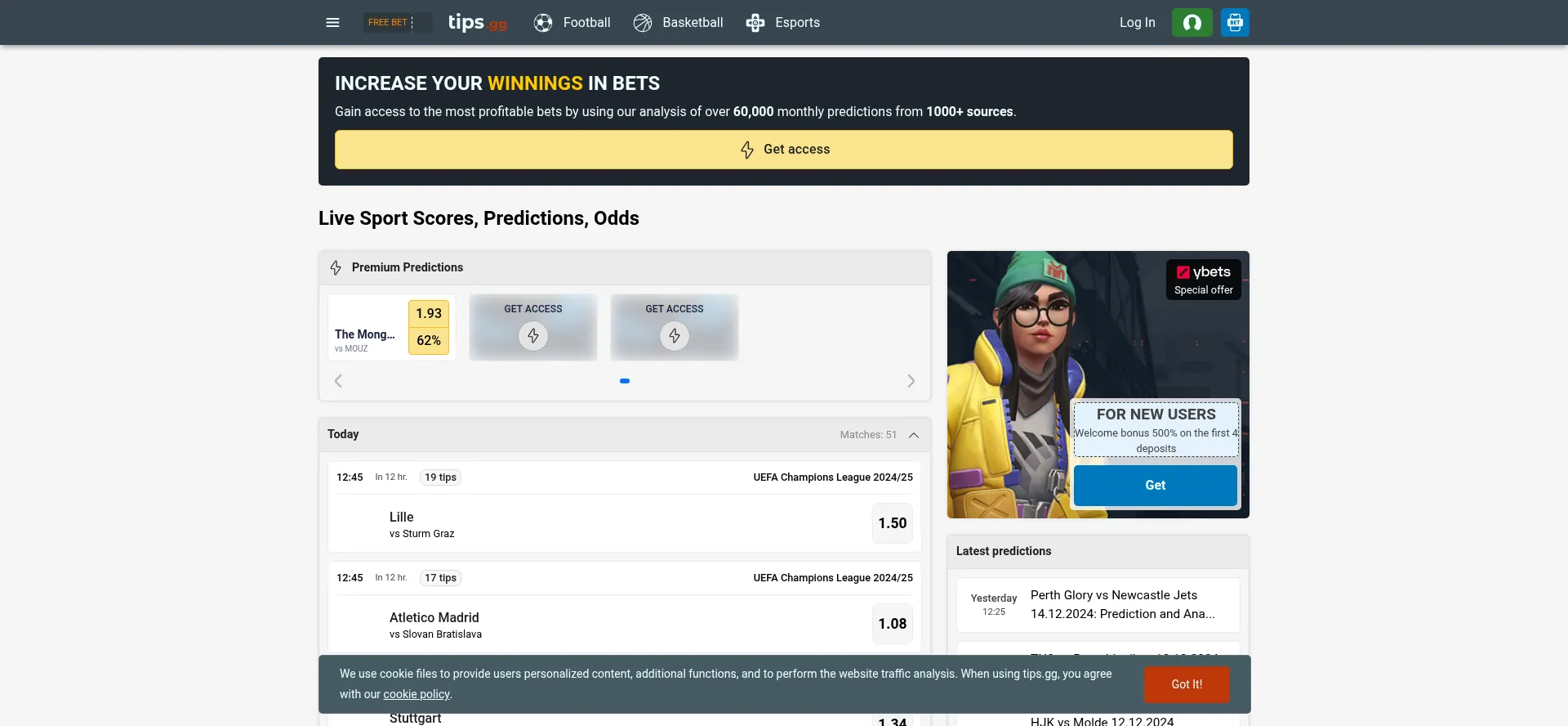 Website screenshot of Tips.gg
