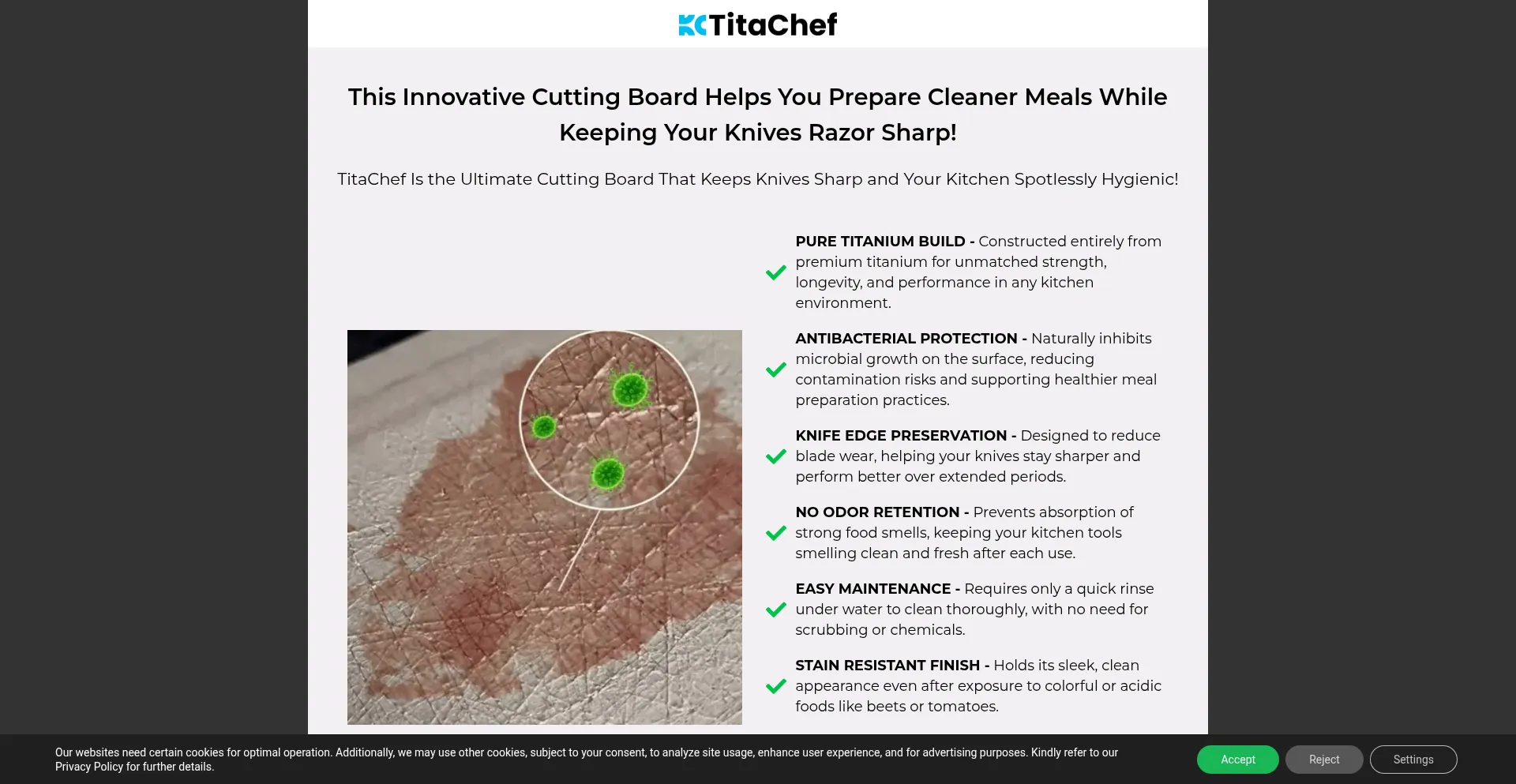 Website screenshot of Titachef.store