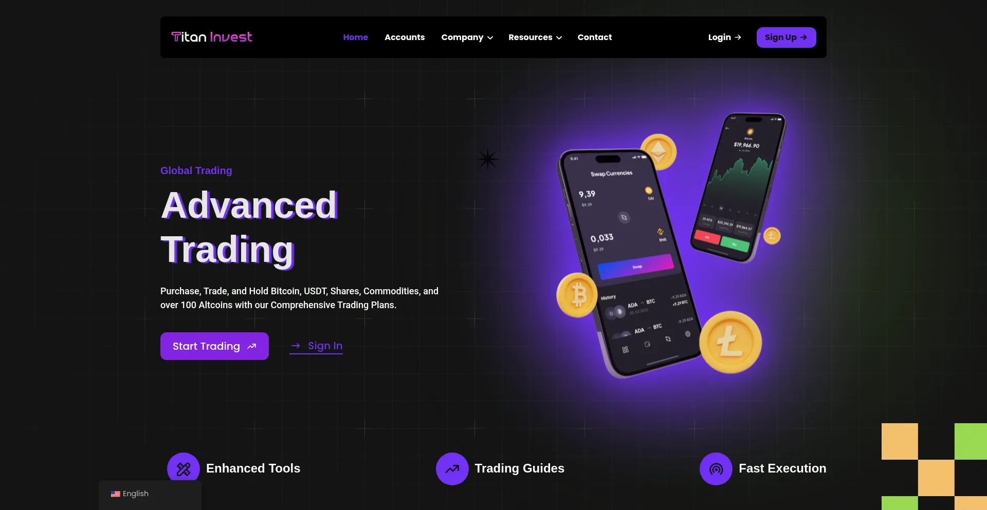 Website screenshot of Titan-invest.io