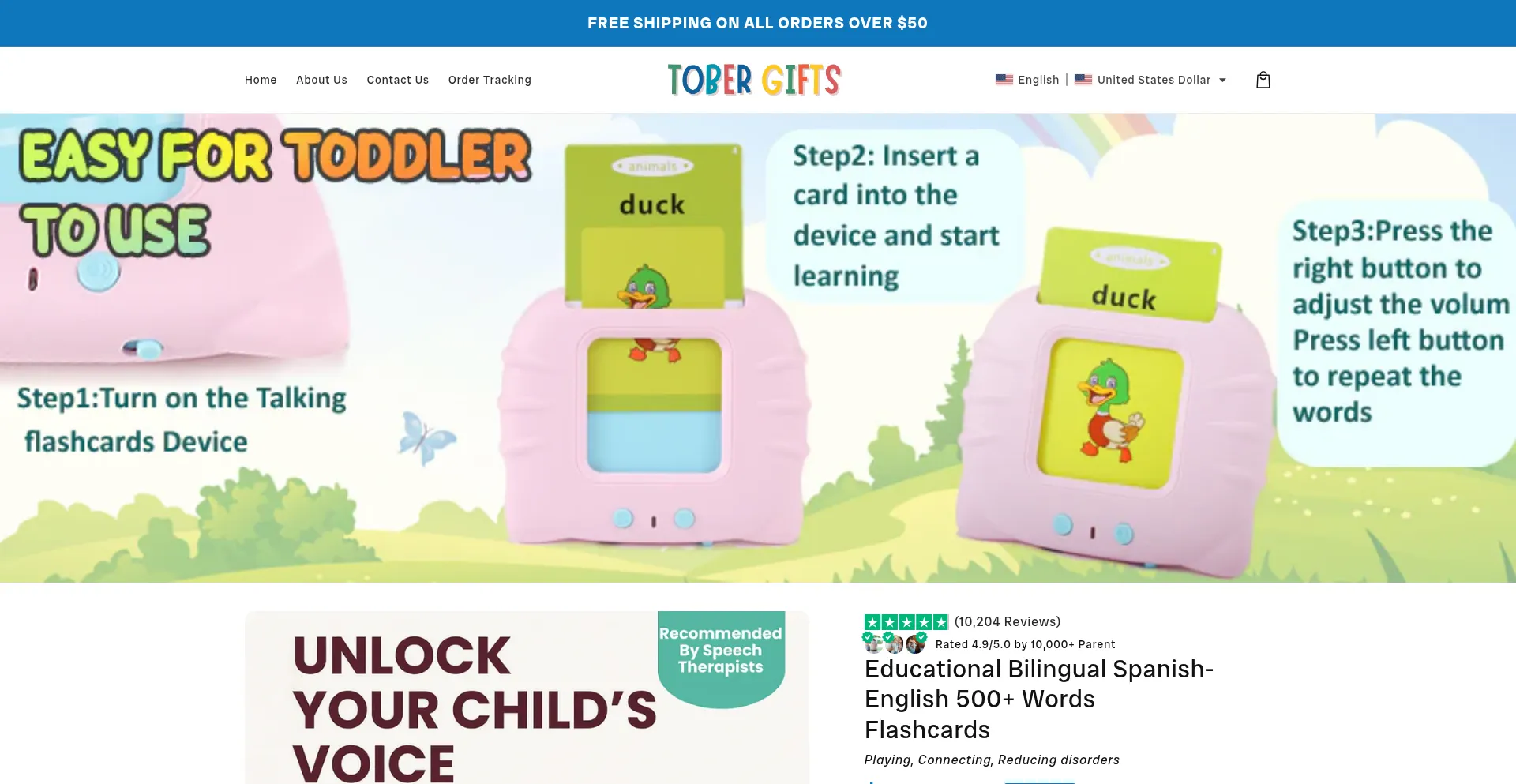 Website screenshot of Tobergifts.com