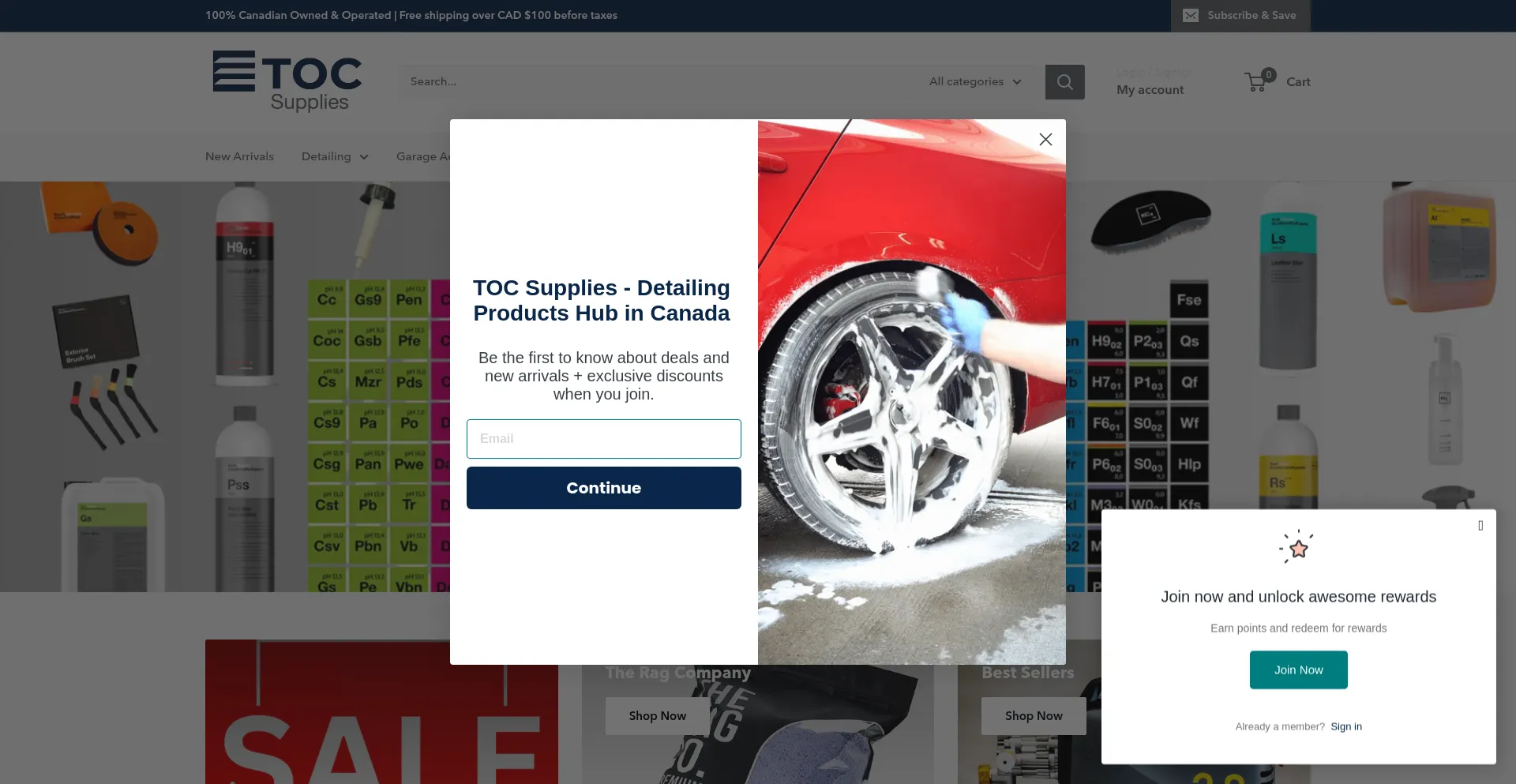 Website screenshot of Tocsupplies.ca