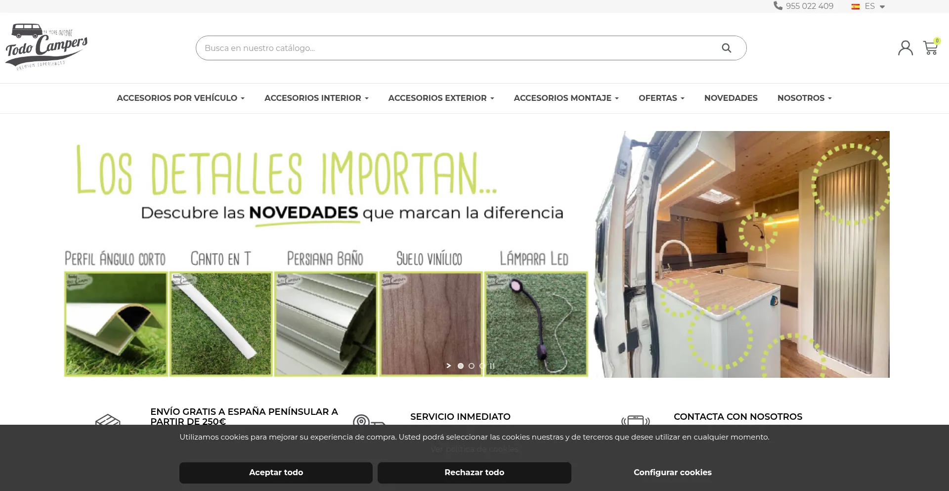 Website screenshot of Todocampers.com