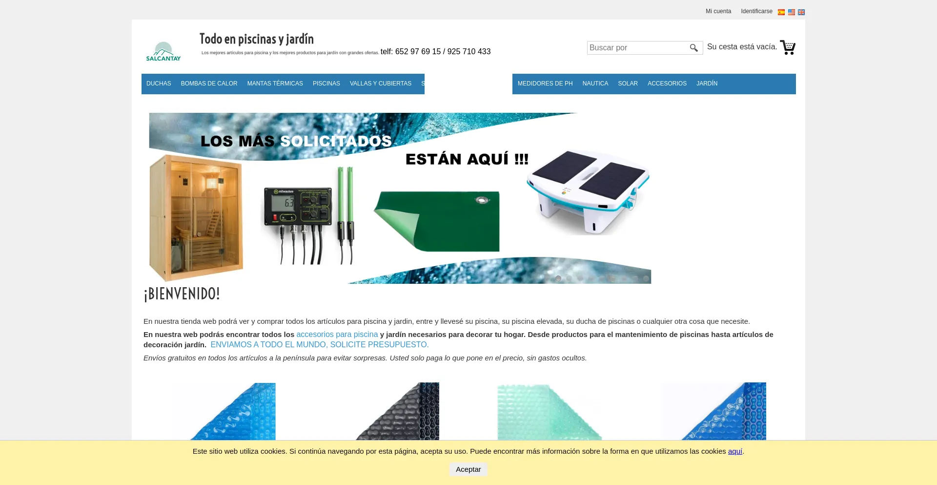 Website screenshot of Todoenpiscinas.com