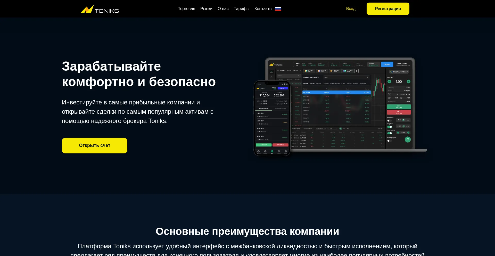 Website screenshot of Toniks.pro